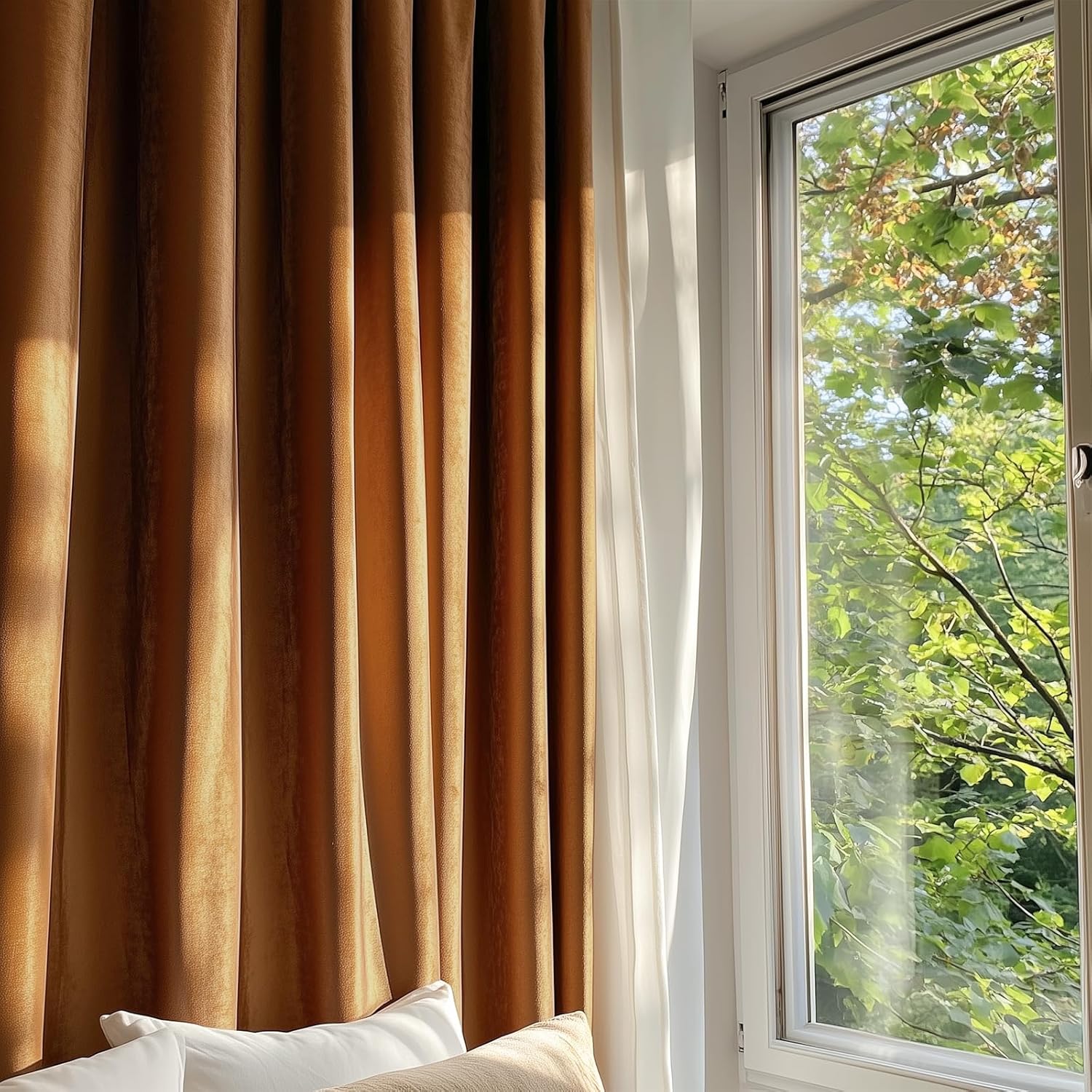 Lazzzy Gold Velvet Thermal Insulated Curtain 84 Inch Panel