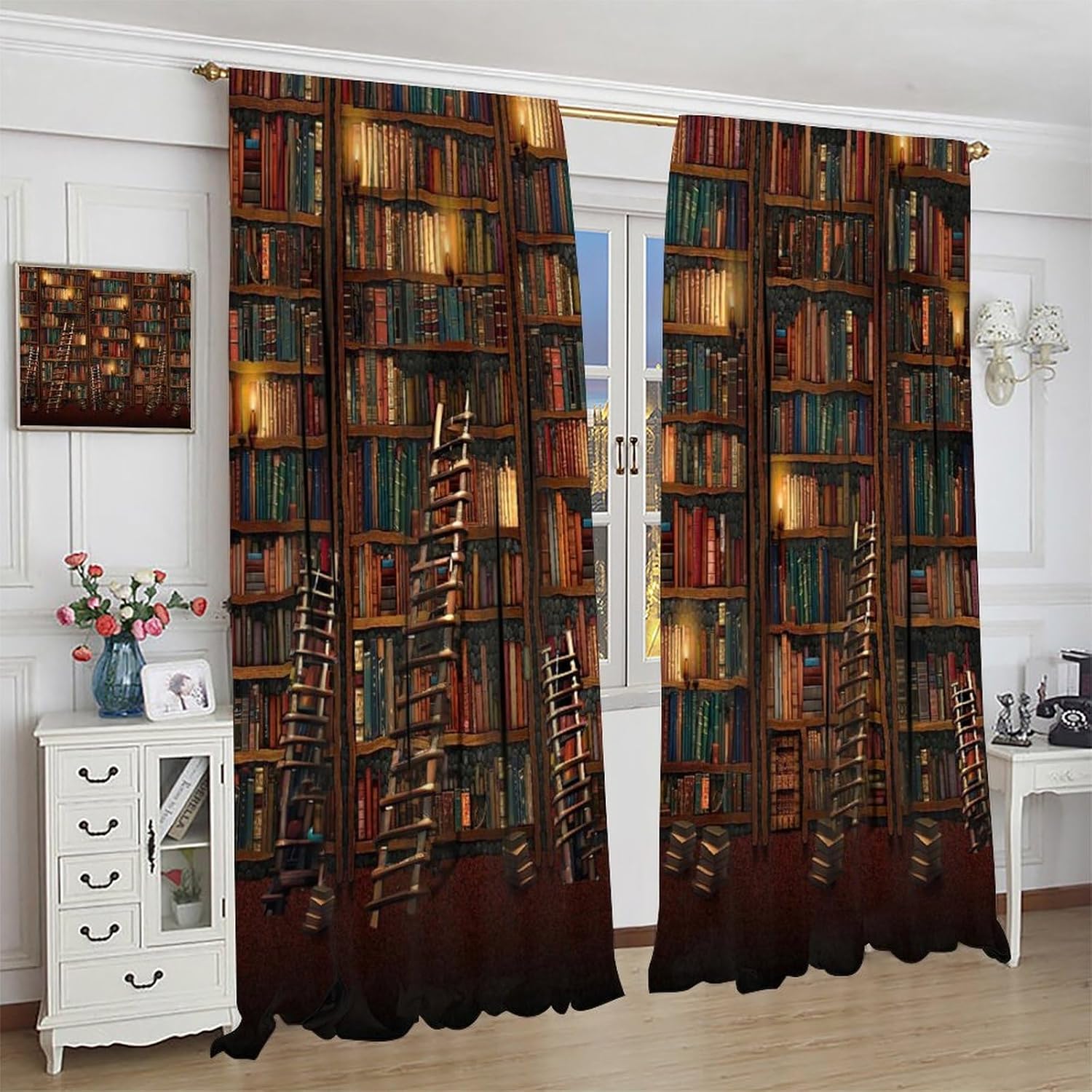 Yearn Jear Bookshelf Curtains 42x45 Inch Decor Panel Set