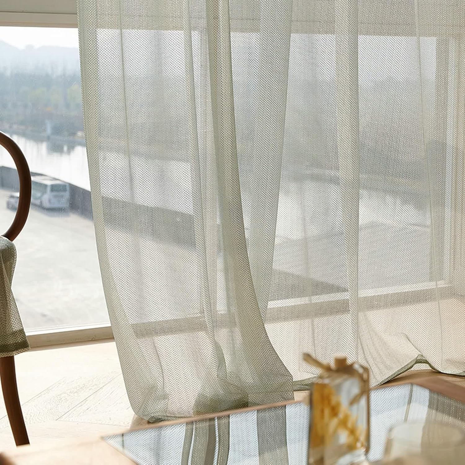 Dsnyu 52x63 Sheer Curtains for Living Room Kitchen Bedroom