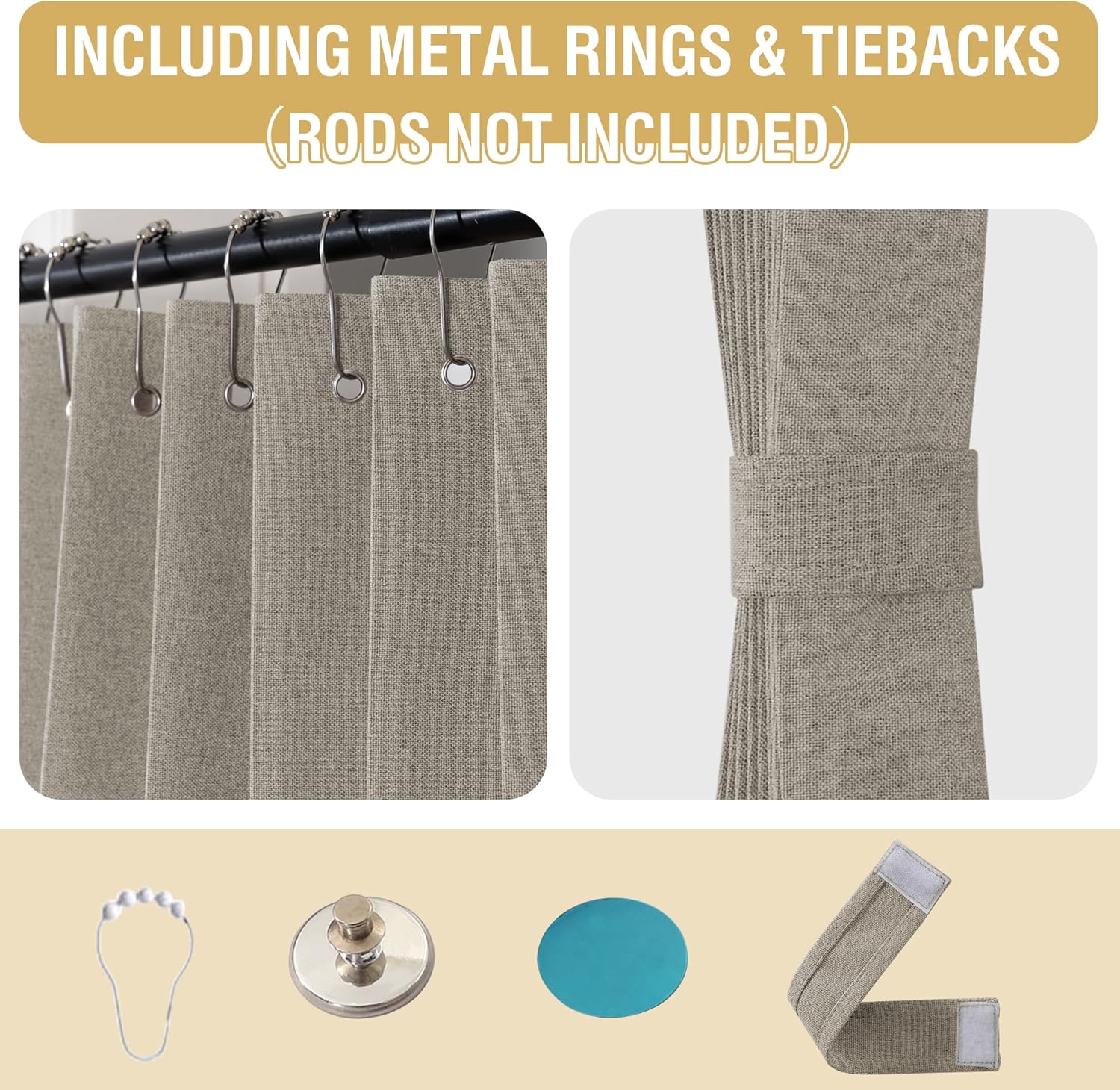 HVERSAILTEX Blackout Linen Curtain 1 Panel Heather Taupe