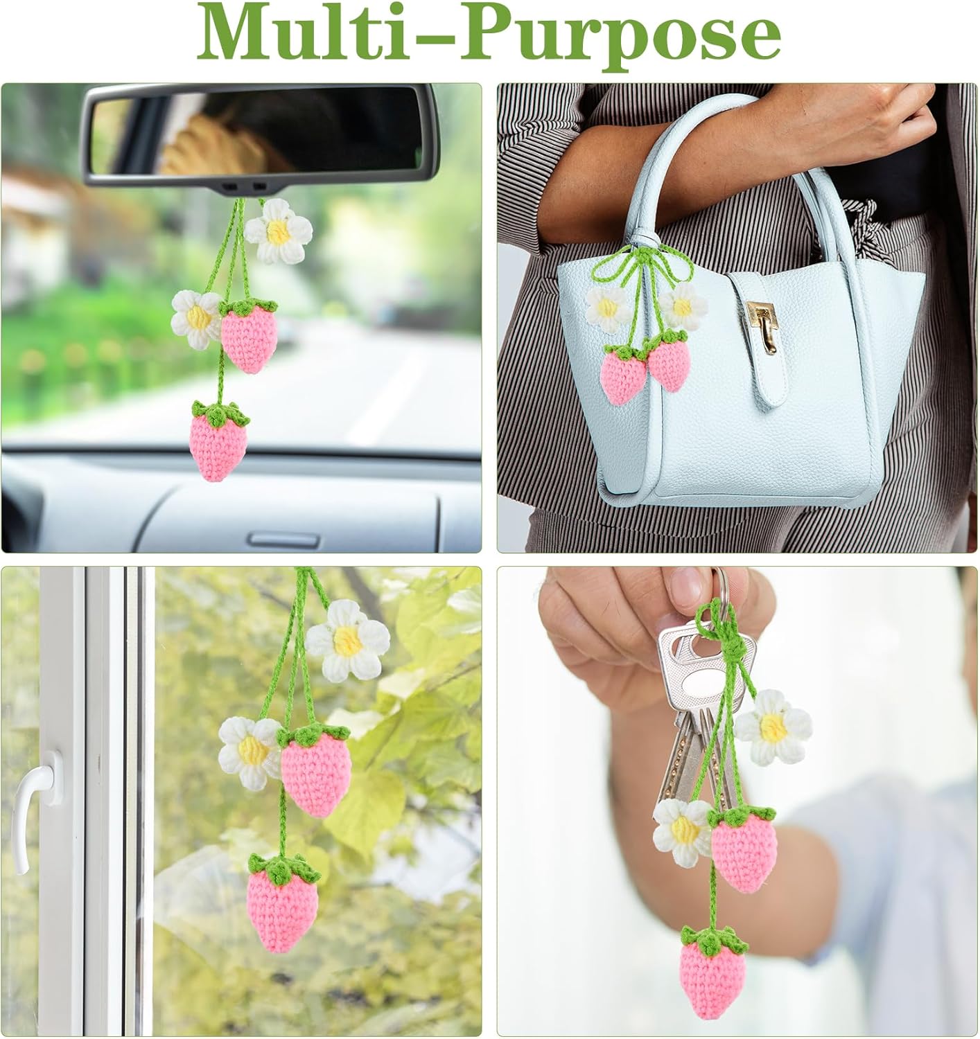 Strawberry Decor Car 2-Pack - Cute Aesthetic Hanging Ornaments