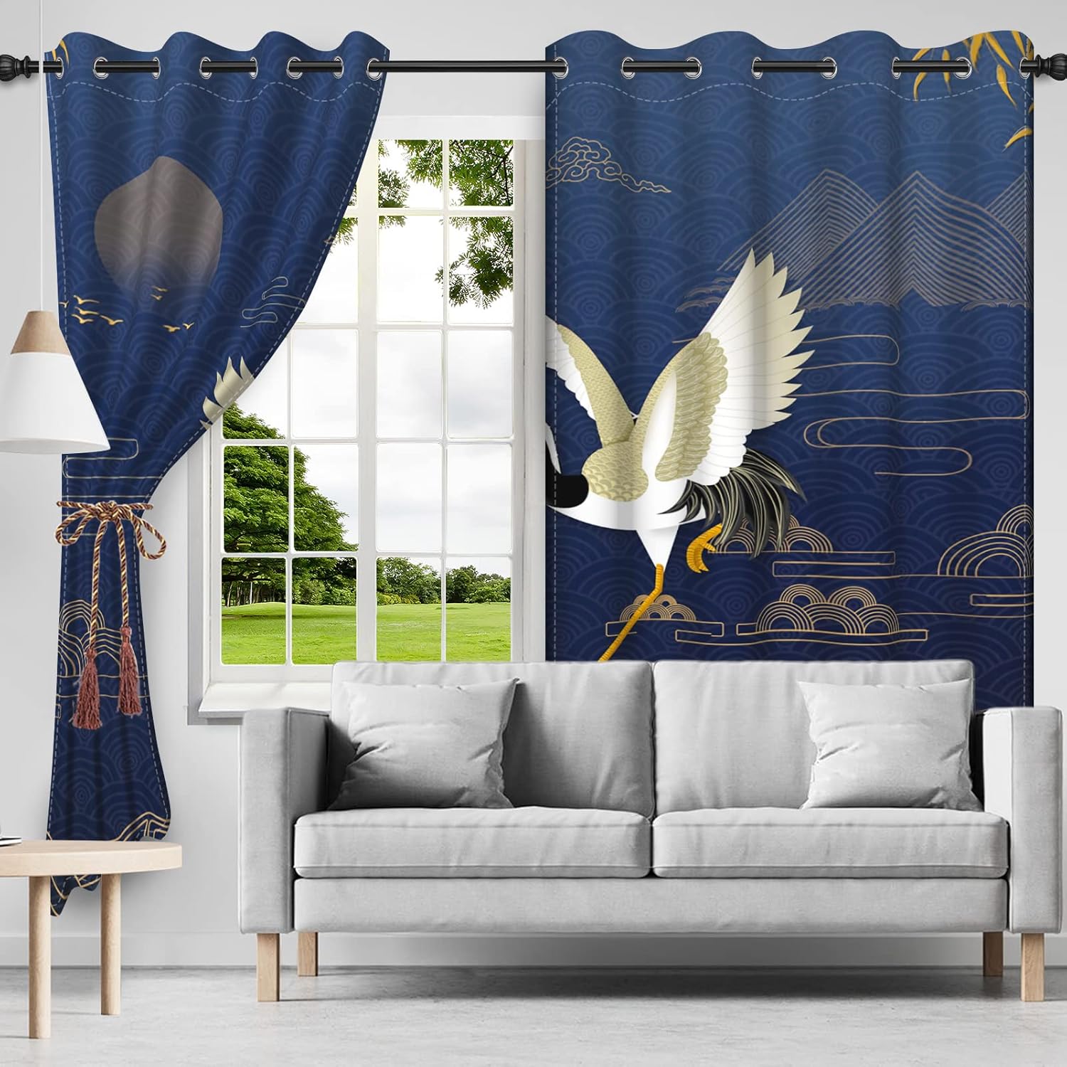 Umpoo Japanese Style Window Curtains 2 Panel Set 52x72 Inch