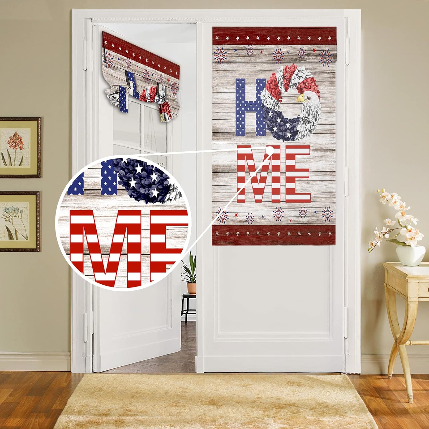 BEMIGO Door Curtains with July 4th Stars Firework Design