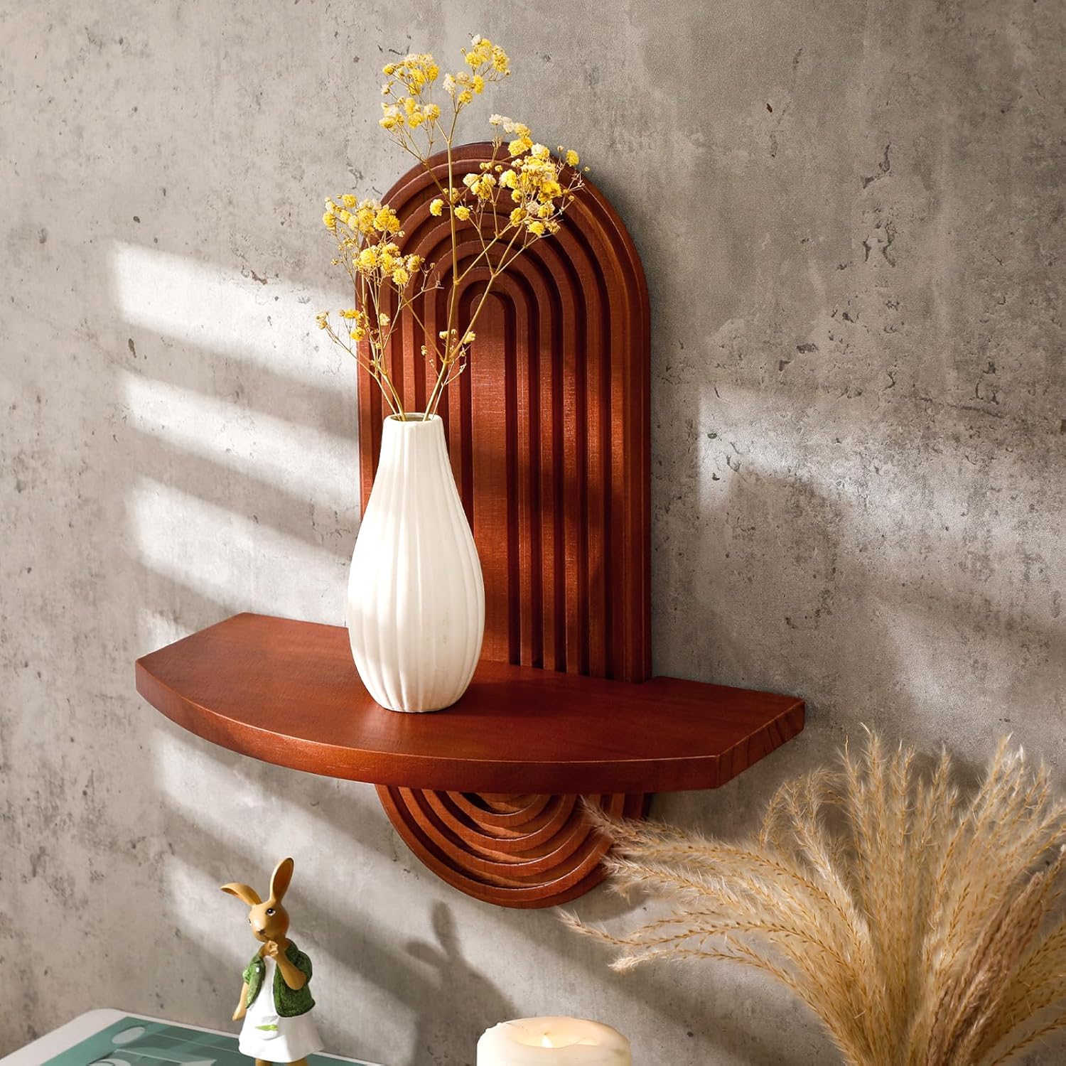 Suzile 2 Pcs Arched Wooden Boho Wall Shelves