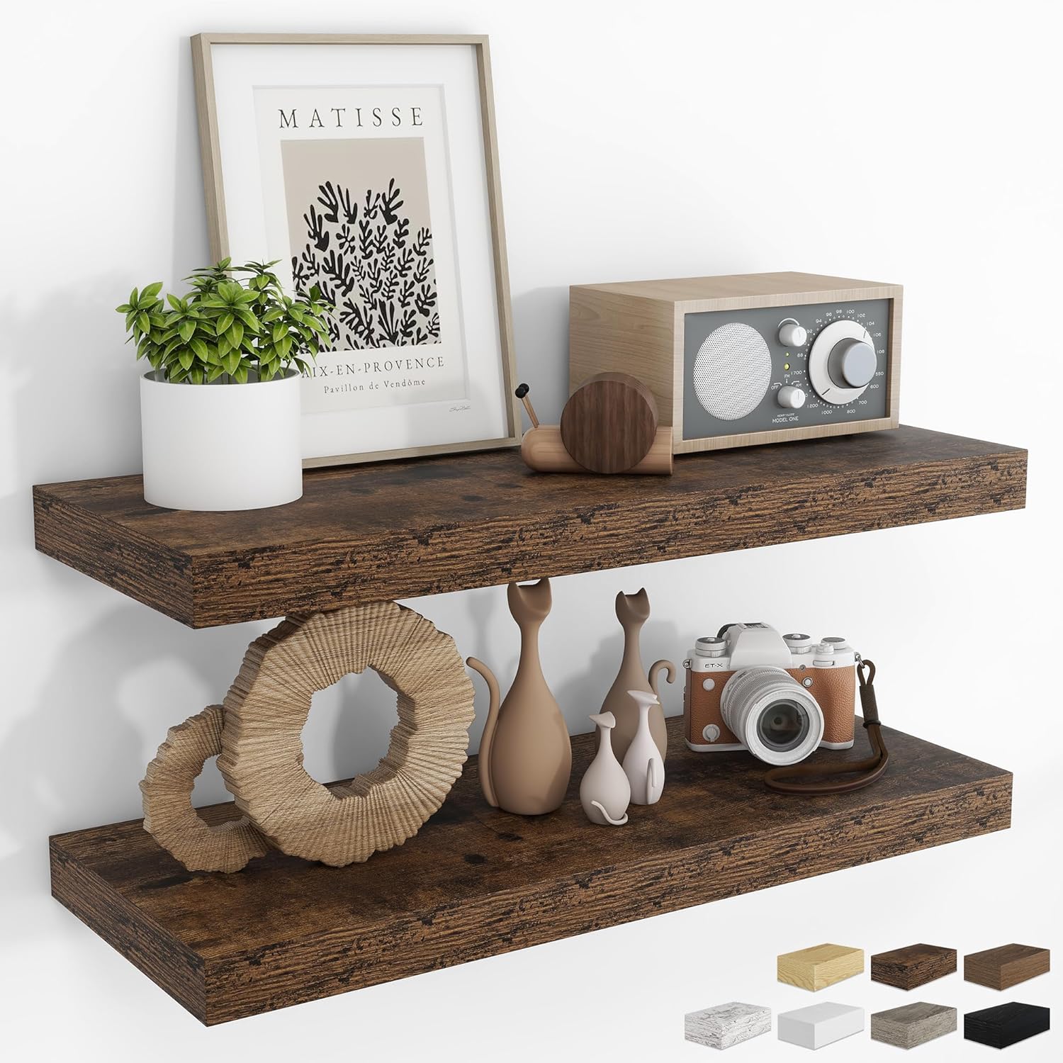 RICHFOCUS 315 Inch Floating Shelves 2 Pack Rustic Brown