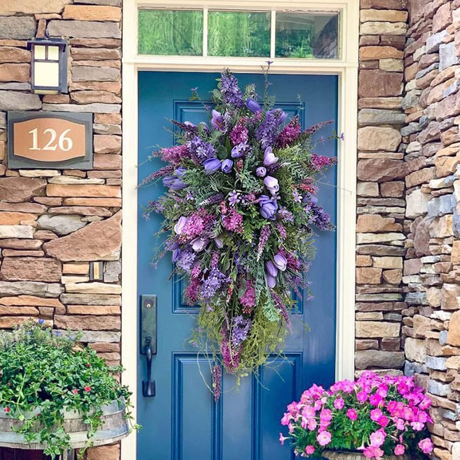 Tulip Teardrop Wreath for Front Door Spring Decor