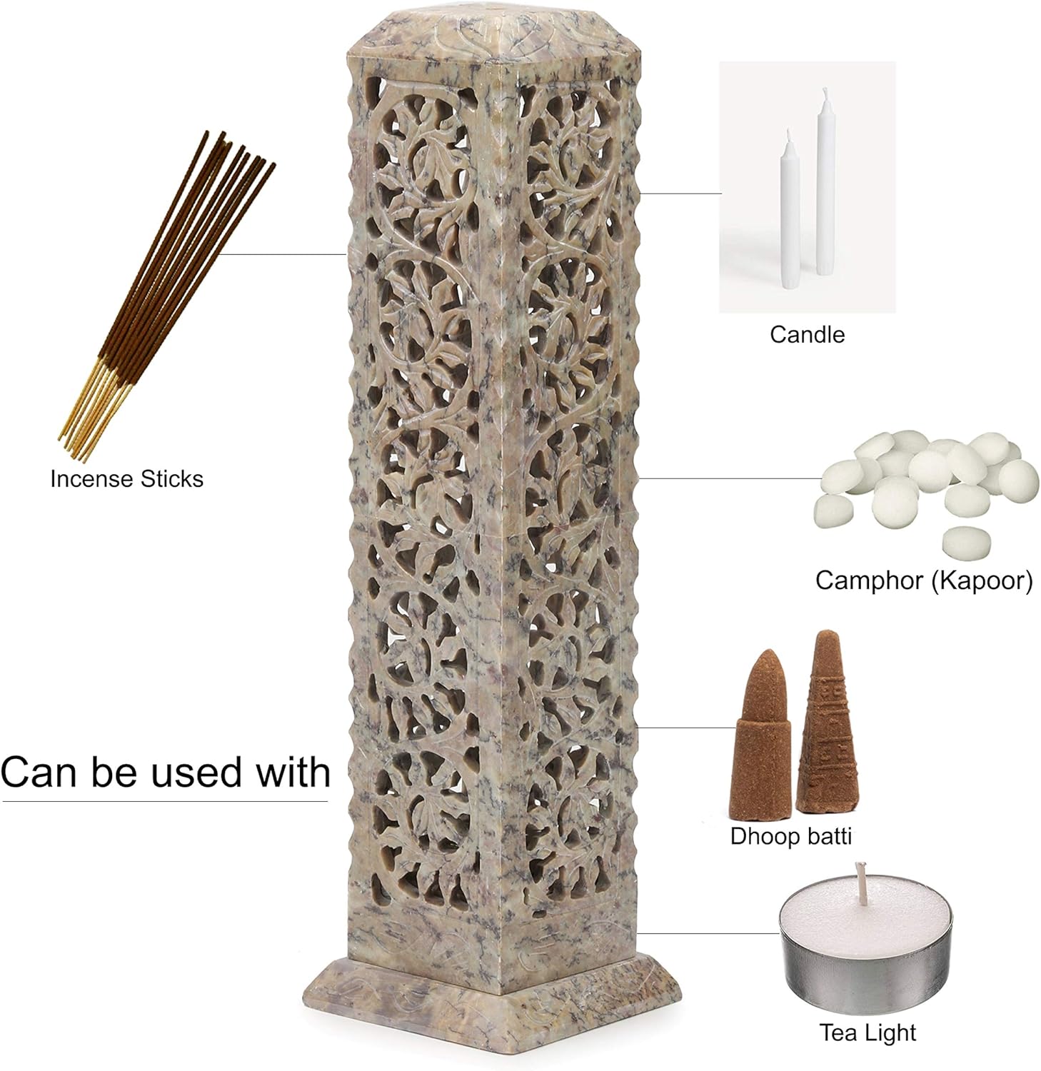 Carry Me Handmade Marble Soapstone Incense Holder