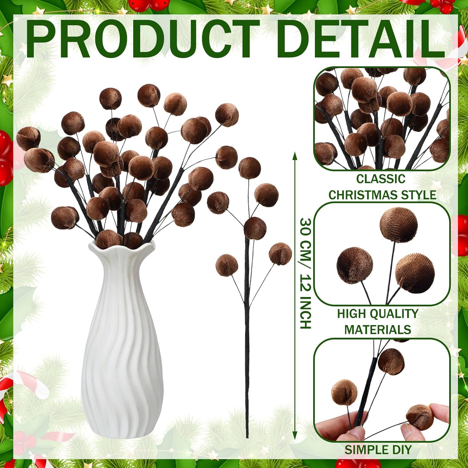 6 Pcs Velvet Christmas Tree Ornaments