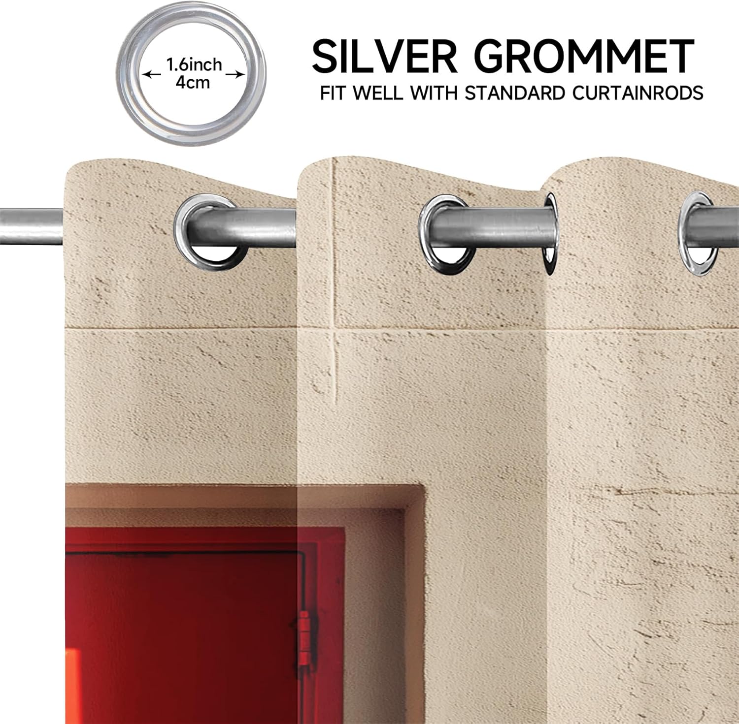Concrete Frame Doorway Curtains 84 Inch Long with Grommet - 2 Panel Set