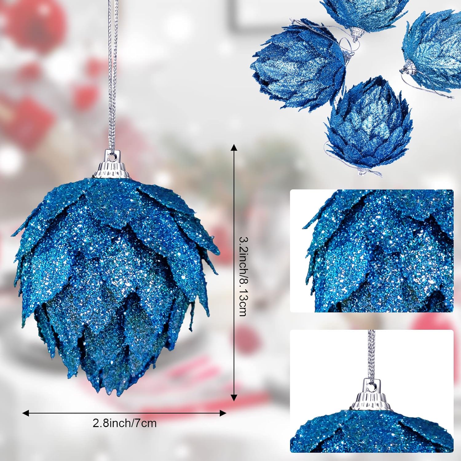 Jetec 8-Piece Glitter Christmas Tree Ornaments