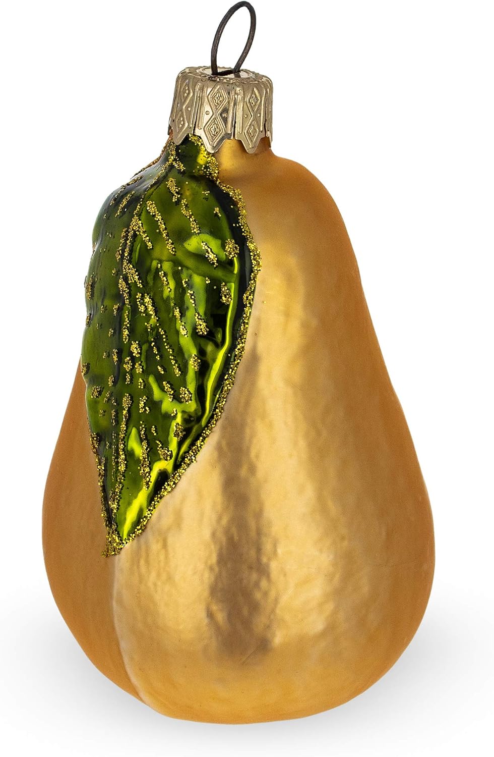Pear with Shiny Leaf Glass Christmas Ornament 38 Inches