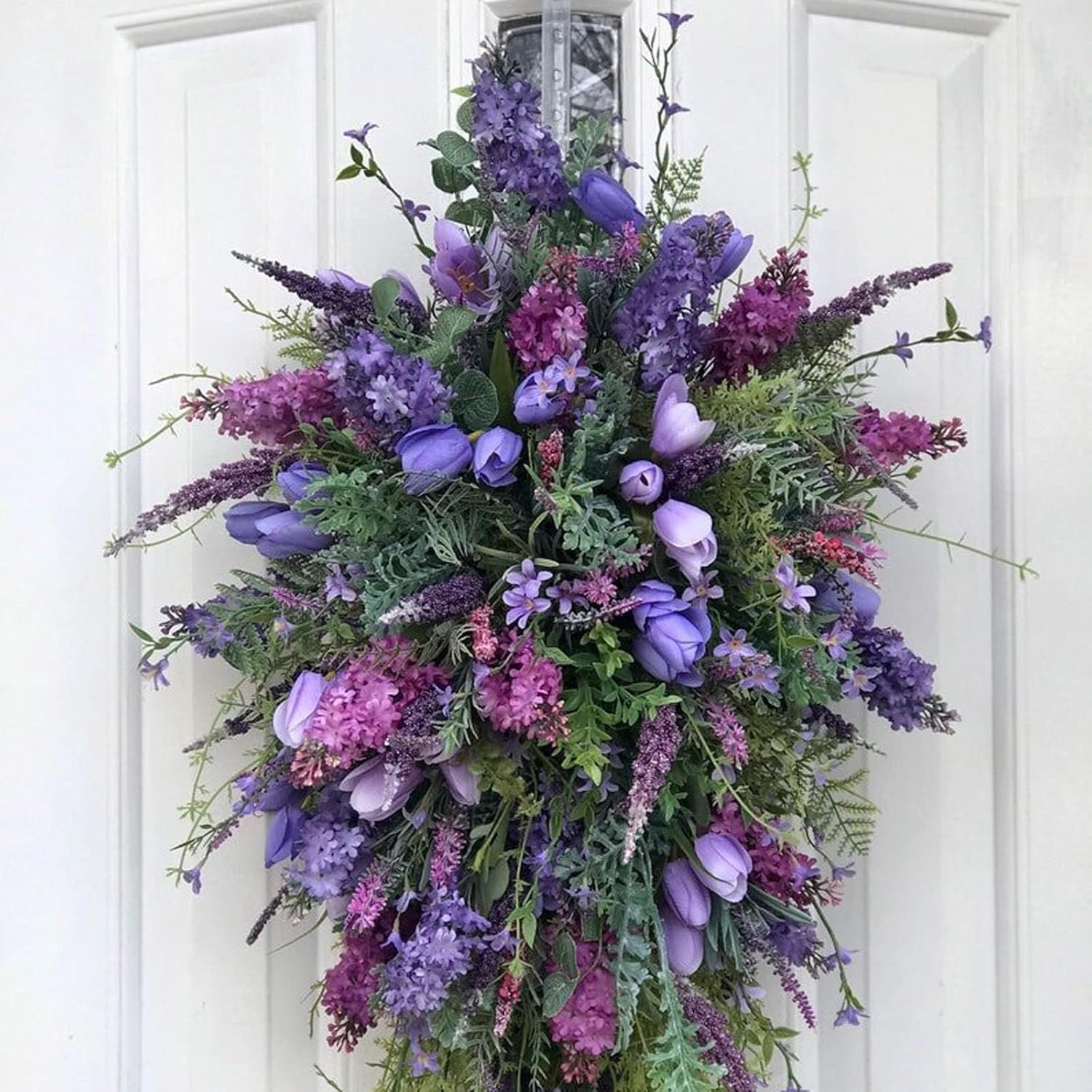 Tulip Teardrop Wreath for Front Door Spring Decor