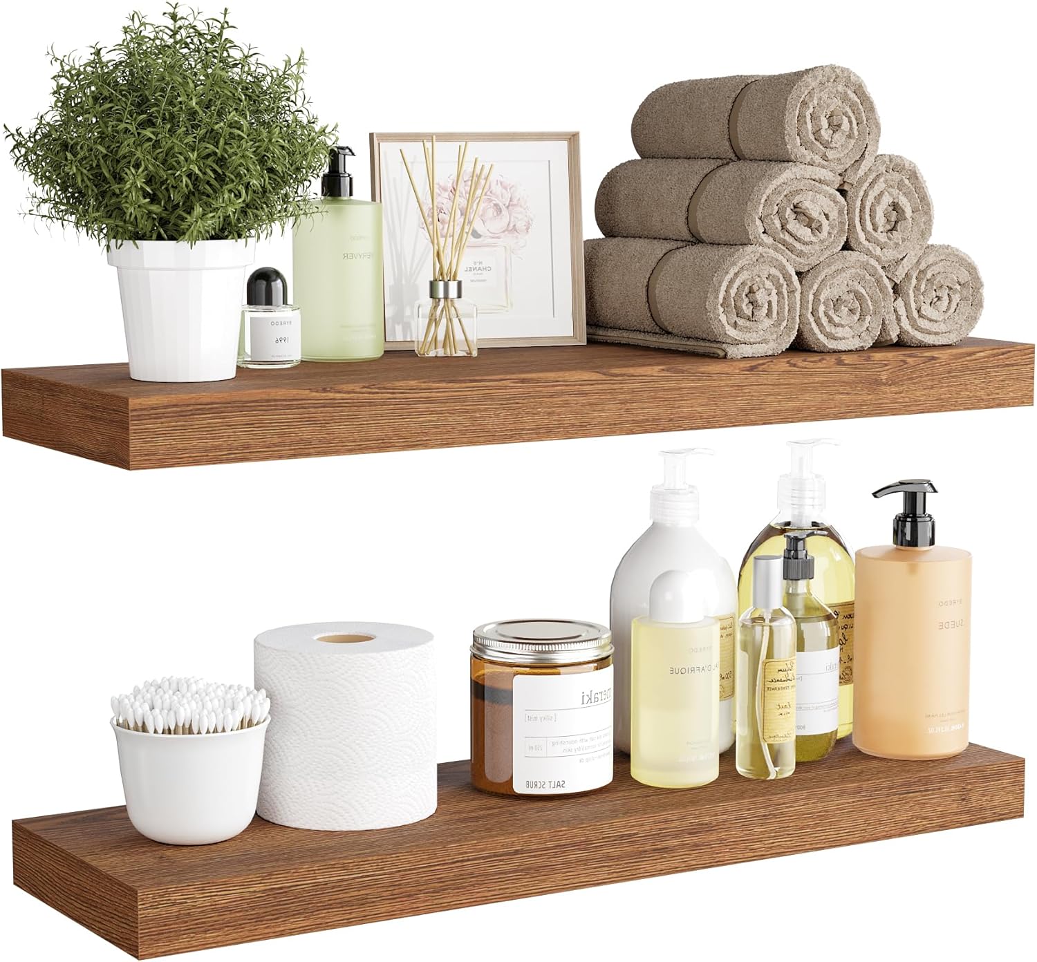 BAMEOS 24x6 Wall Shelf Set with 2 Shelves