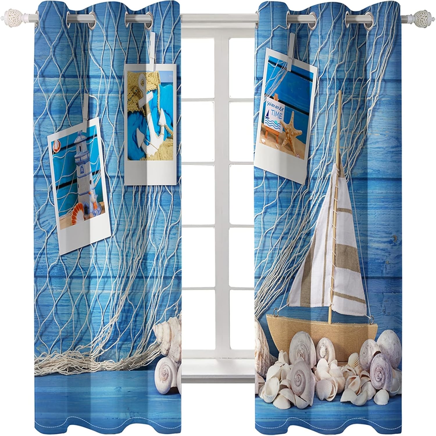 Blue Grommet Curtains 84 Wx84 H Set of 2