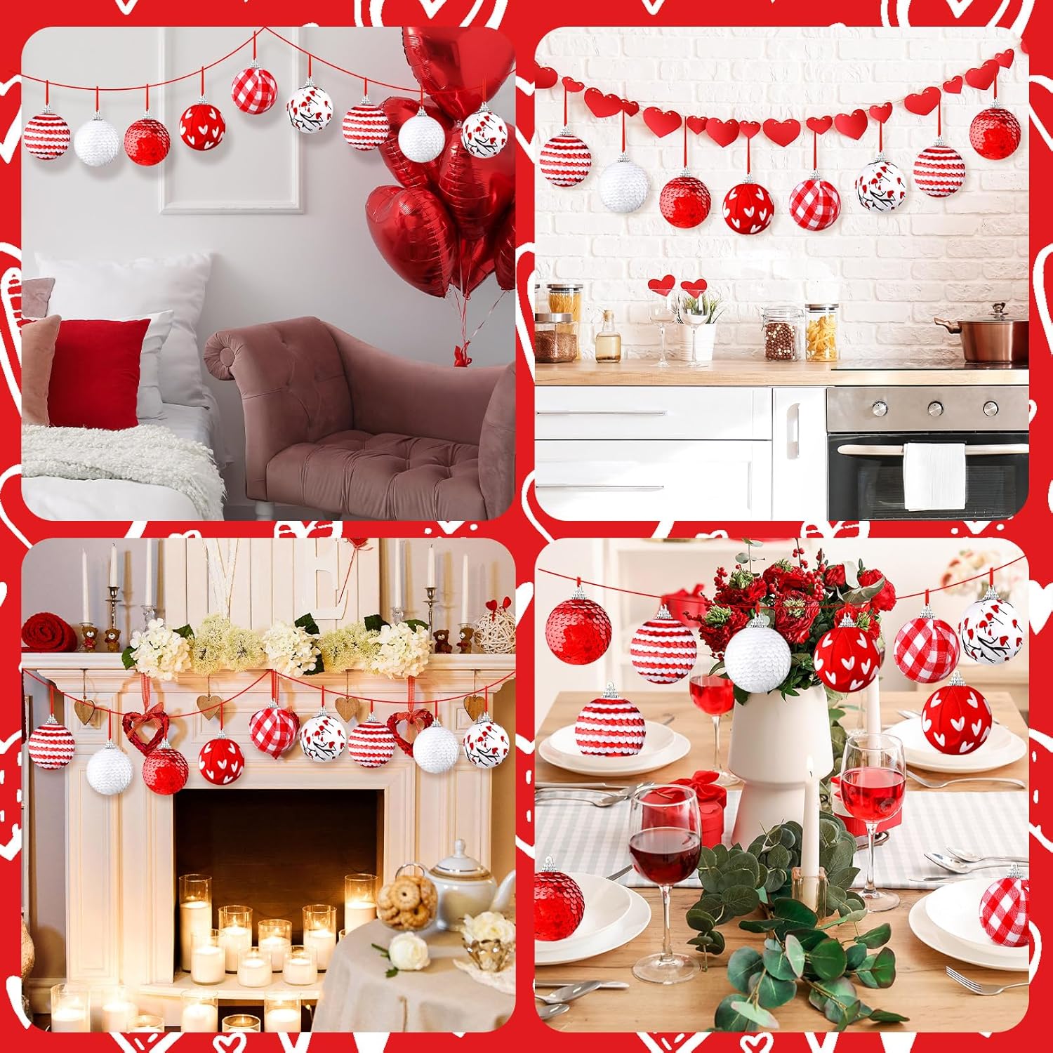 Riceshoot 12Pcs Valentine Tree Ornament Set