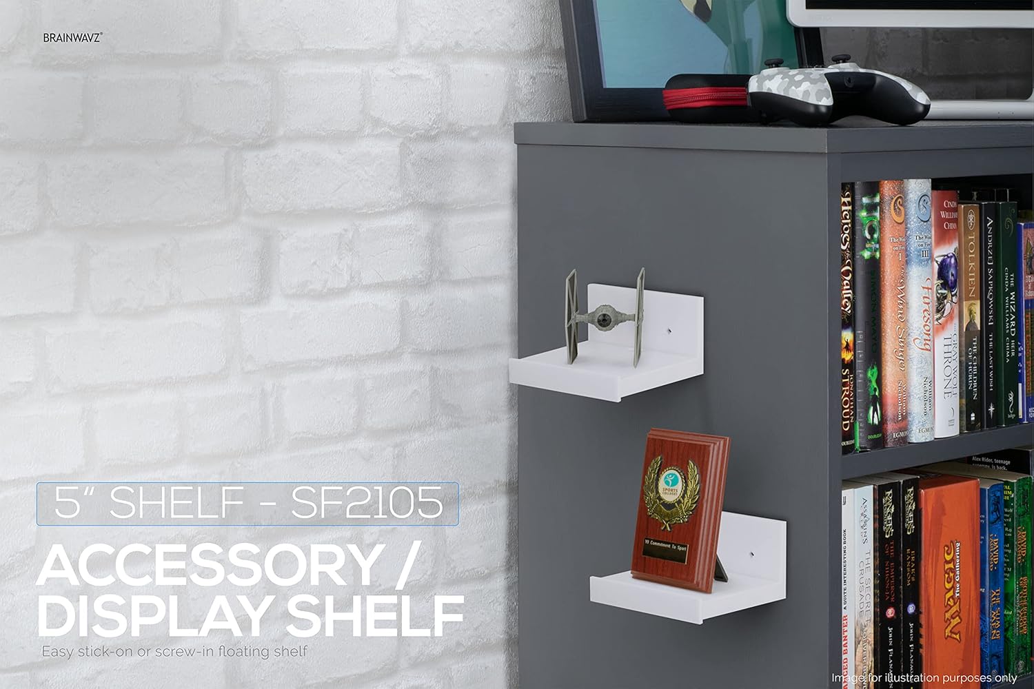 BRAINWAVZ 5 Inch Floating Shelf Wall Mount Holder