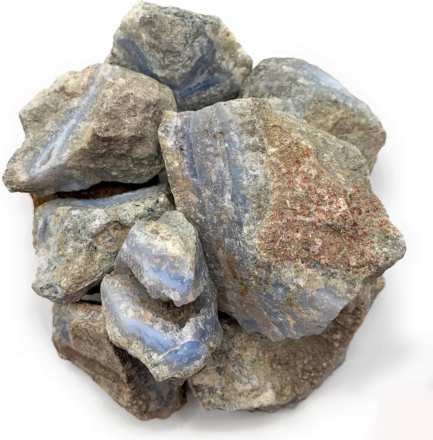 1 lb Blue Lace Agate Stones for Crafts and Healing
