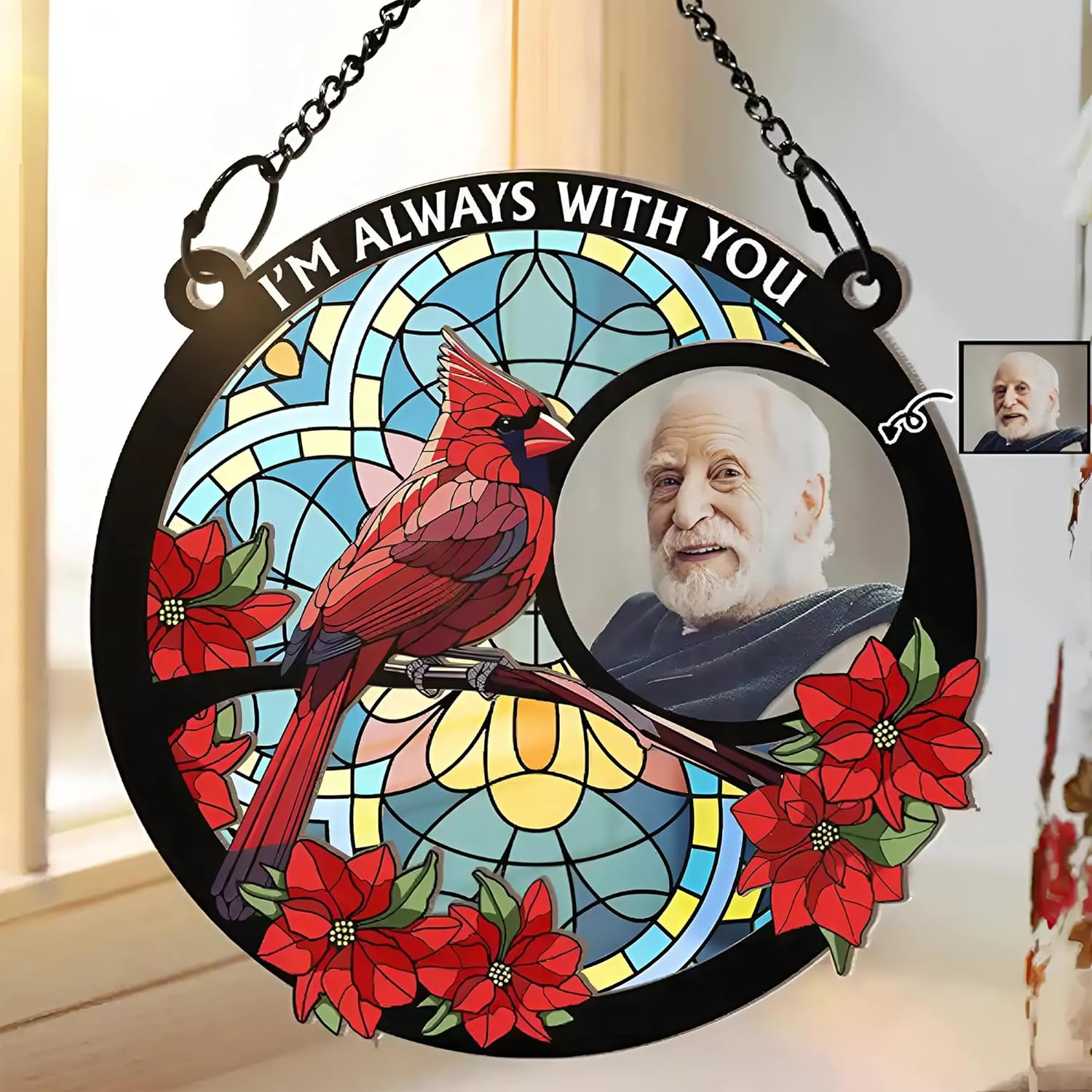 Personalized Photo Suncatcher Ornament Custom Memorial Window Hanging Decor