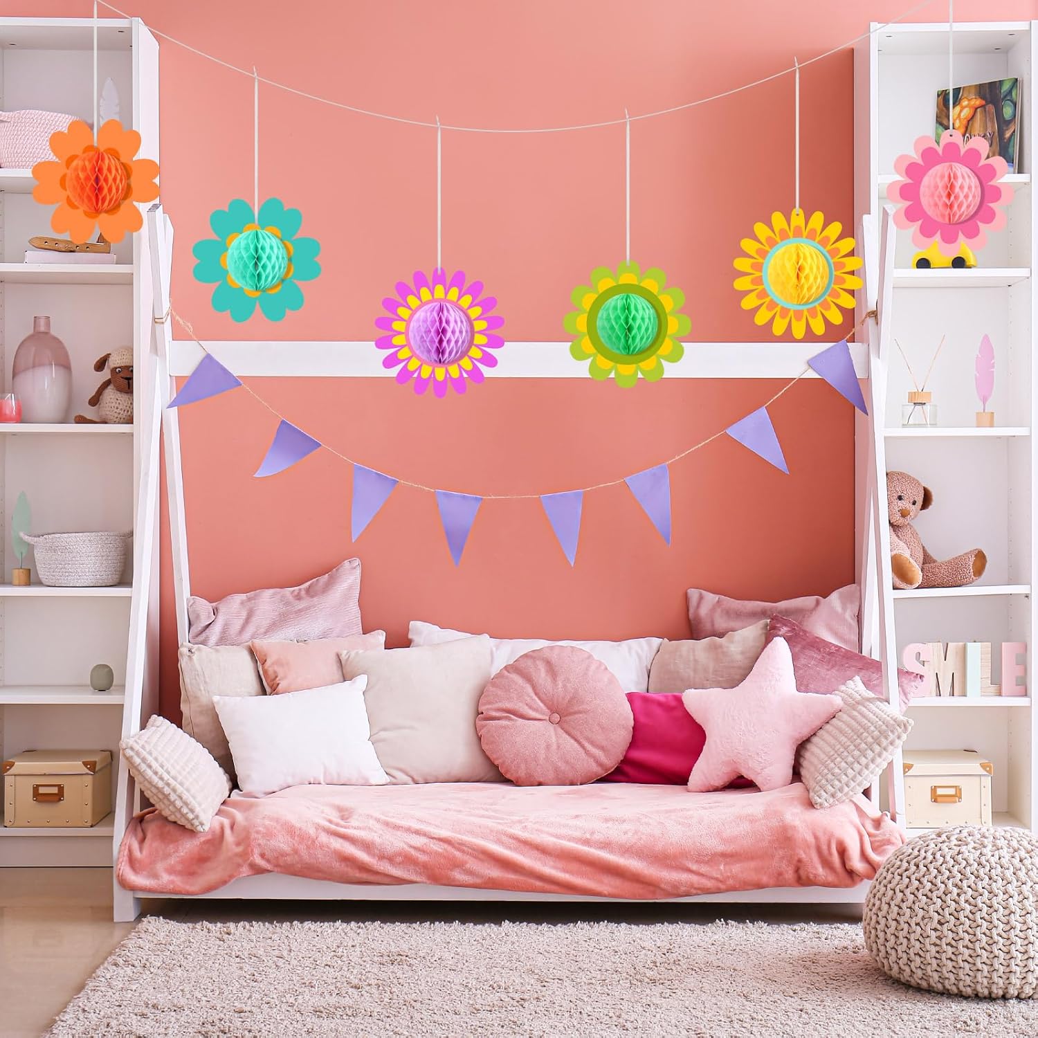 12 Pcs Daisy Honeycomb Hanging Decorations Summer Party Supplies