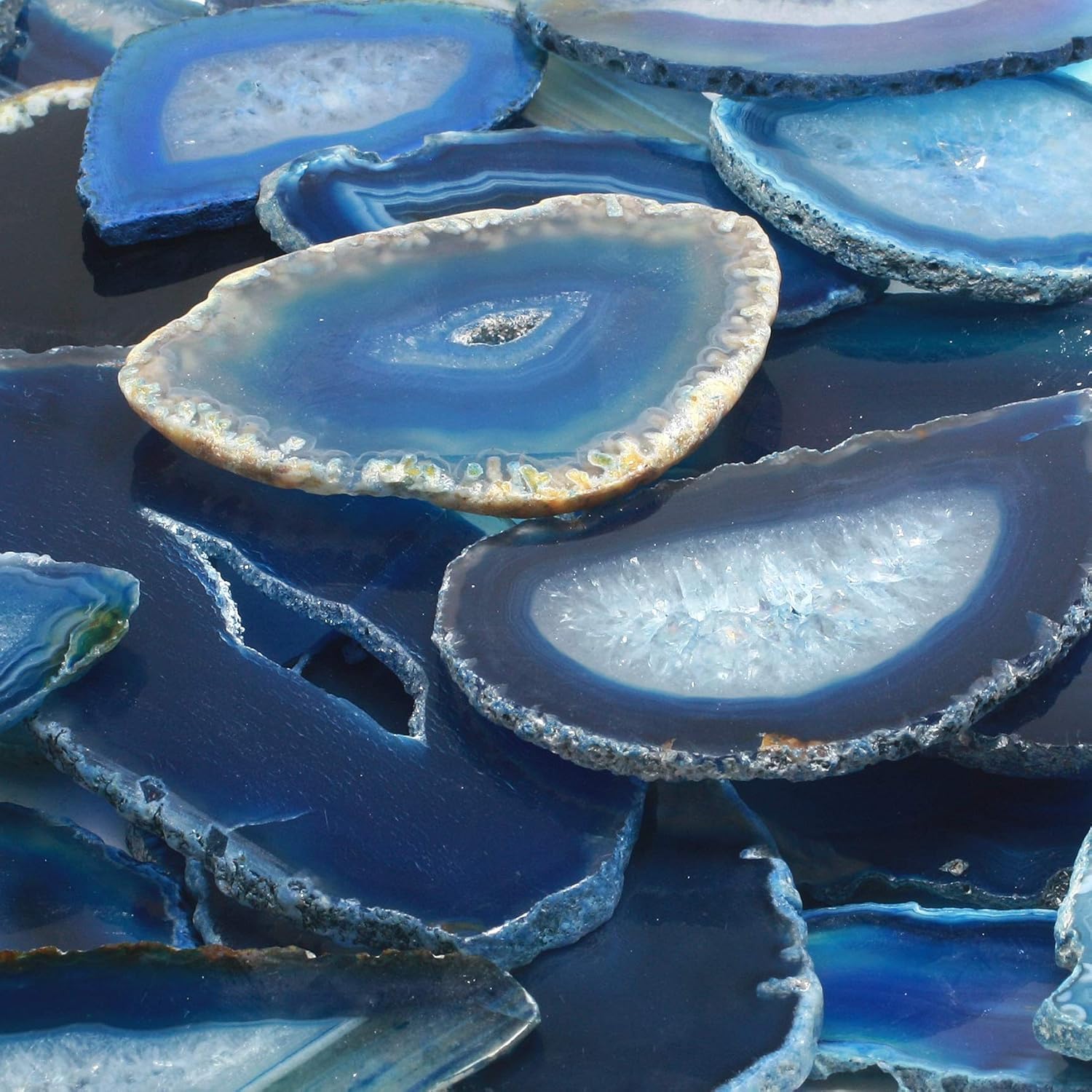 CrystalAge Agate Slice Blue Mini 20x40mm