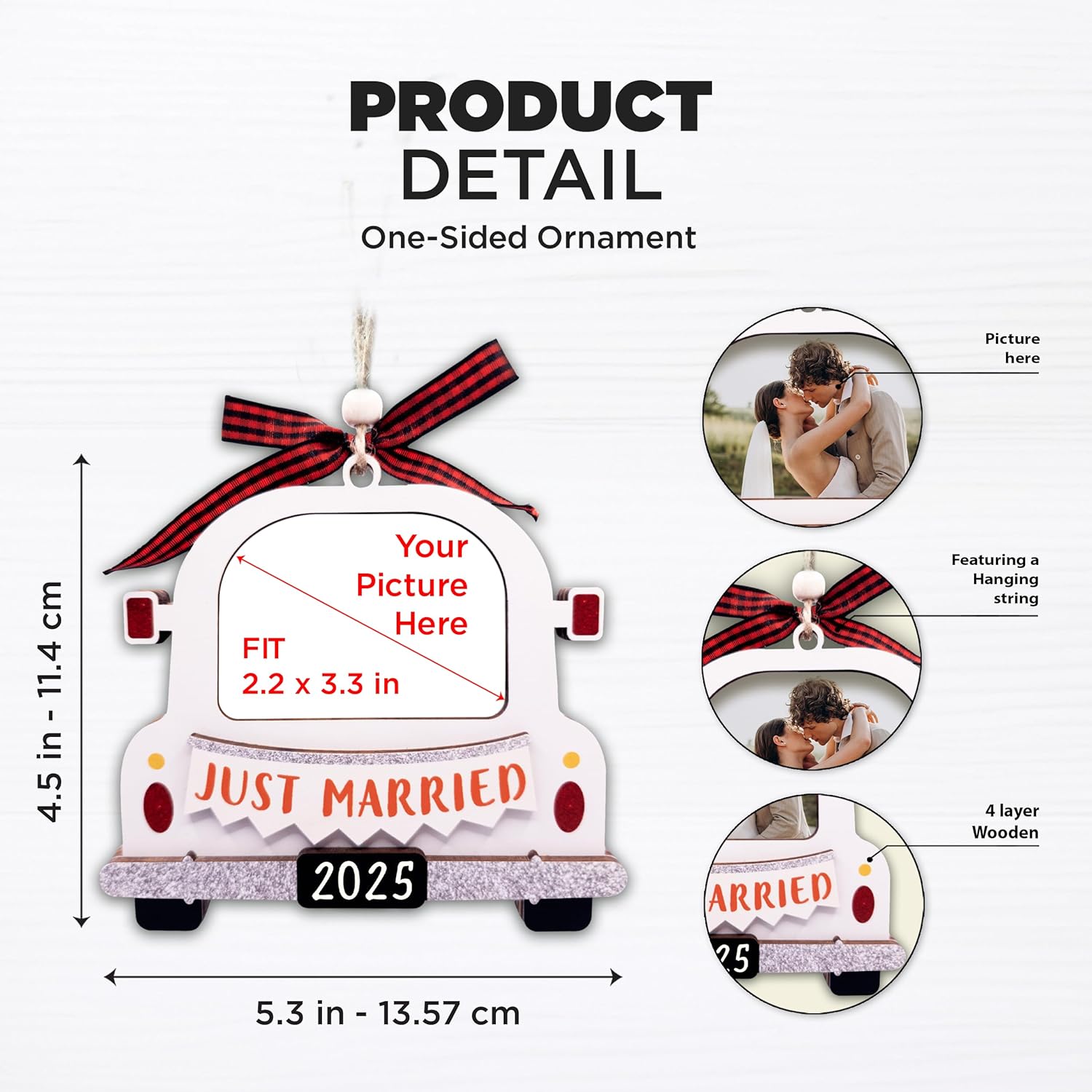 Just Married Ornament 2025 Large Picture Frame