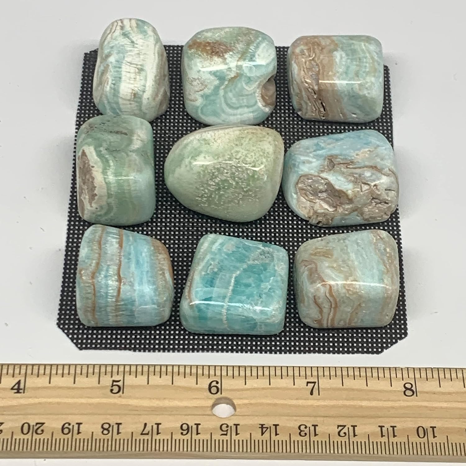 Natural Blue Aragonite Tumbled Stones 9pcs From Afghanistan