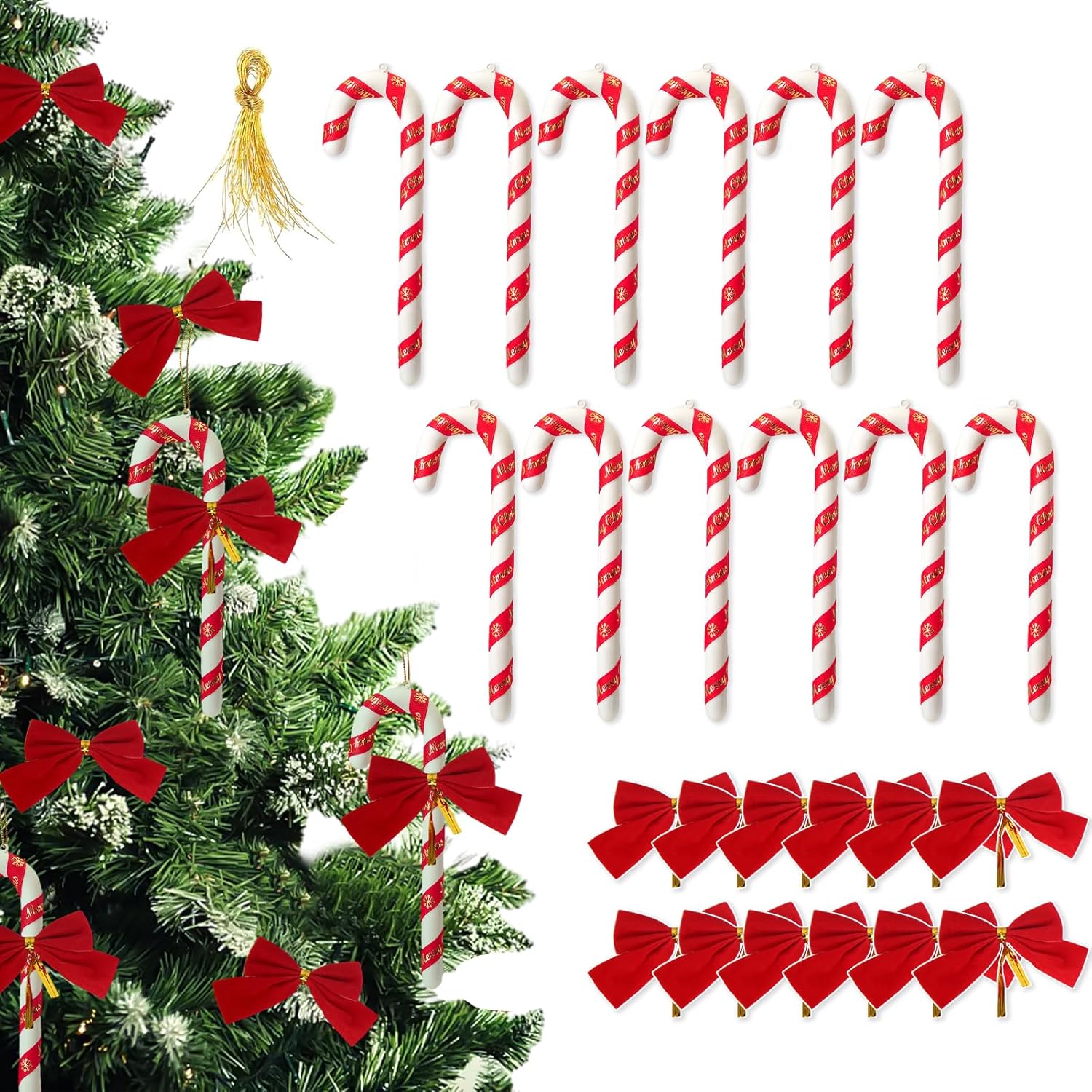 JIASHA 36 Pcs Sugar Stick Decorations for Christmas Tree