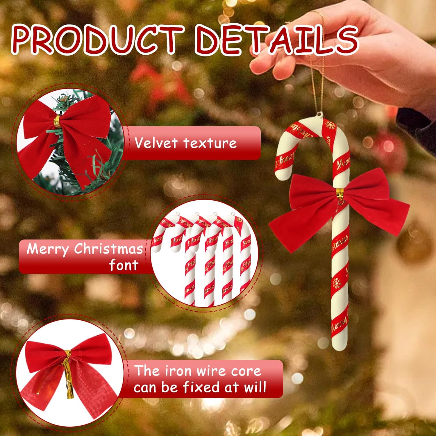 JIASHA 36 Pcs Sugar Stick Decorations for Christmas Tree
