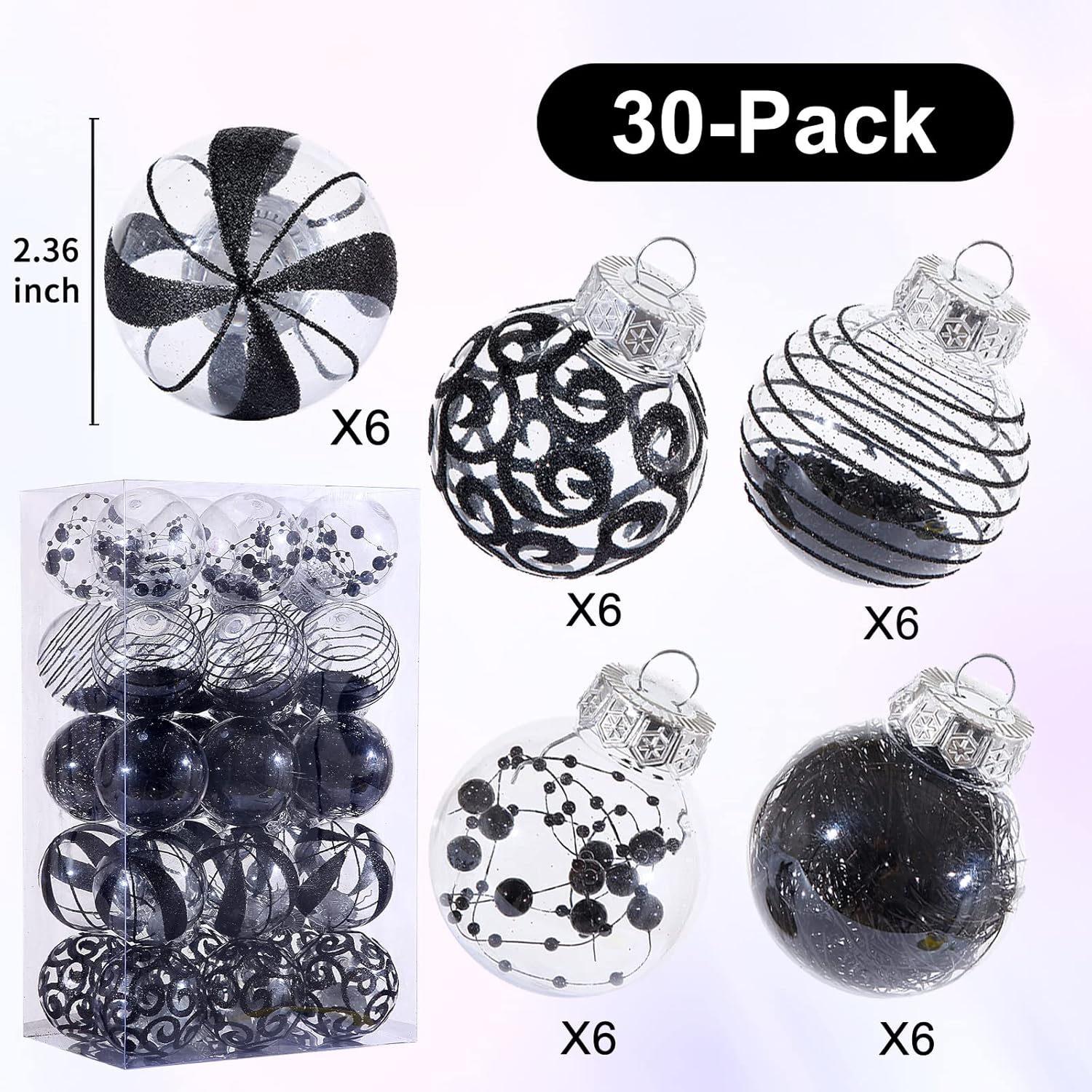 BSTCRAFT 30pcs Clear Christmas Ornaments Set