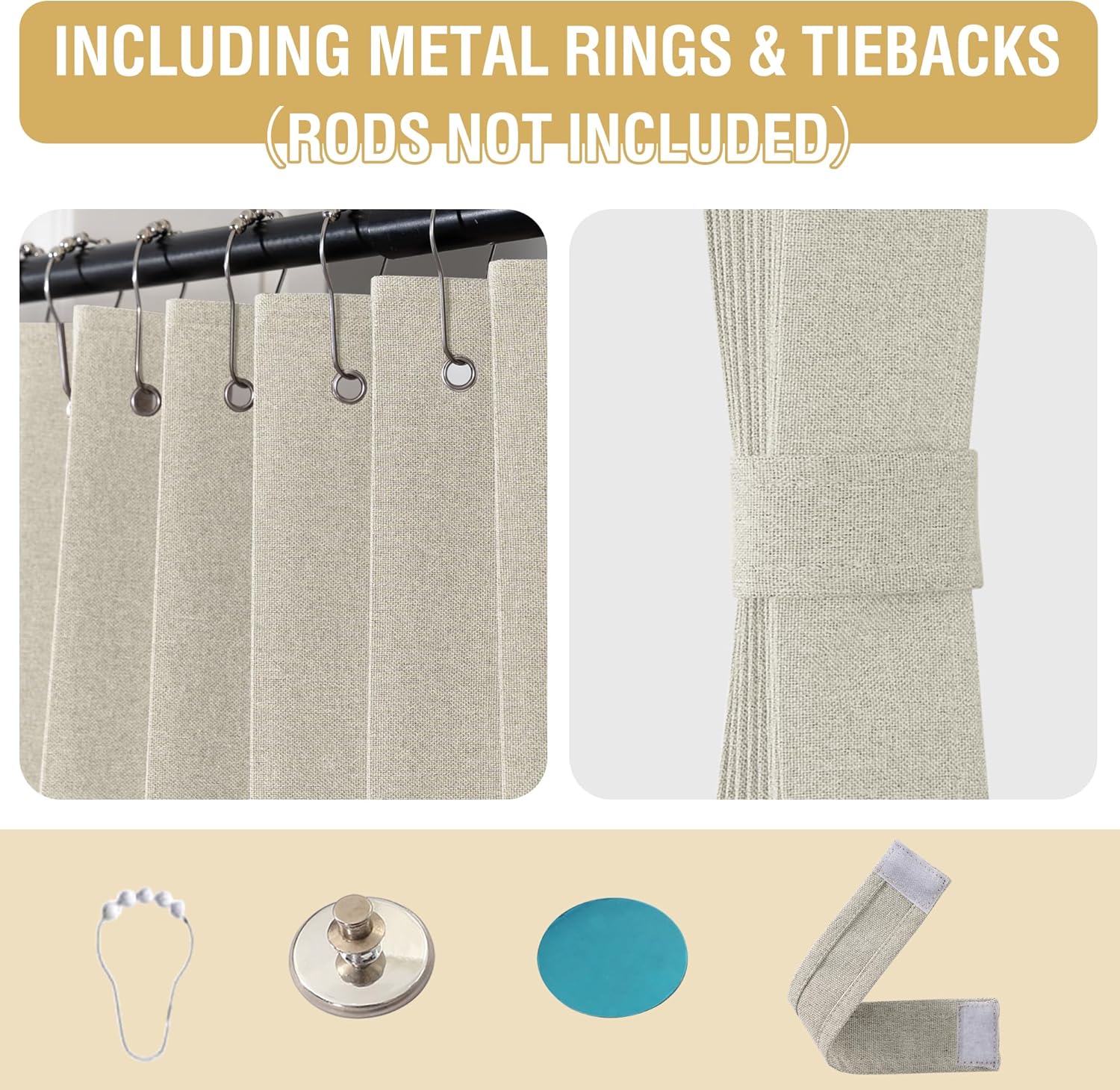 HVERSAILTEX Blackout Linen Curtain Panel 100x78