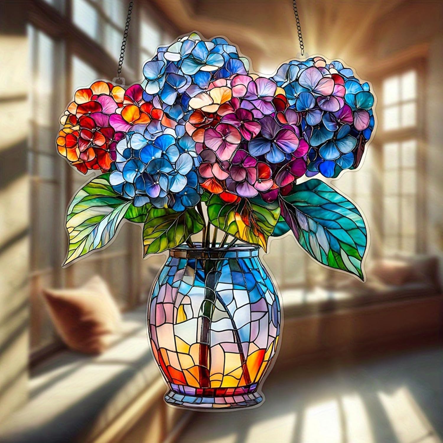 2PCS Flower Flat Acrylic Window Hanging Decor