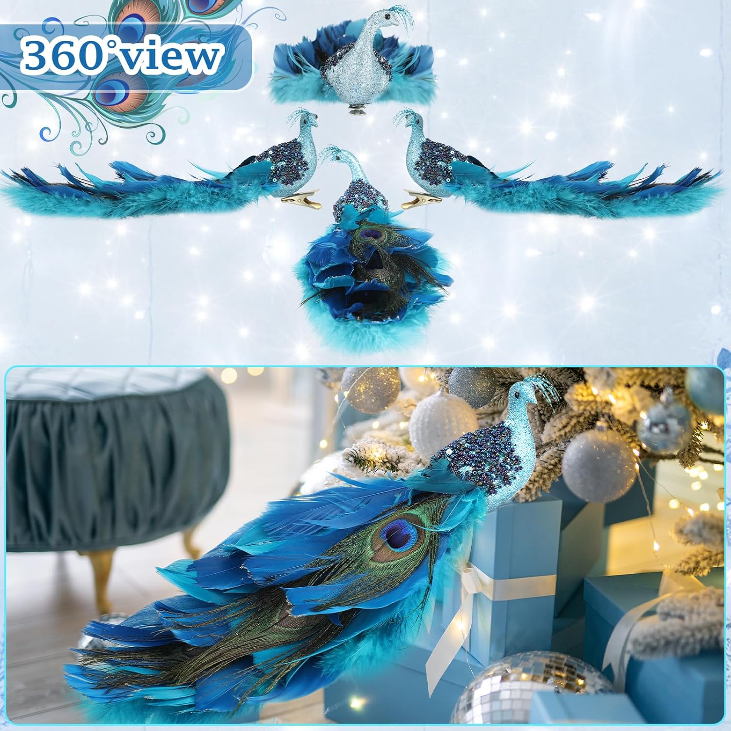Giegxin 2 Pcs Peacock Christmas Tree Decorations
