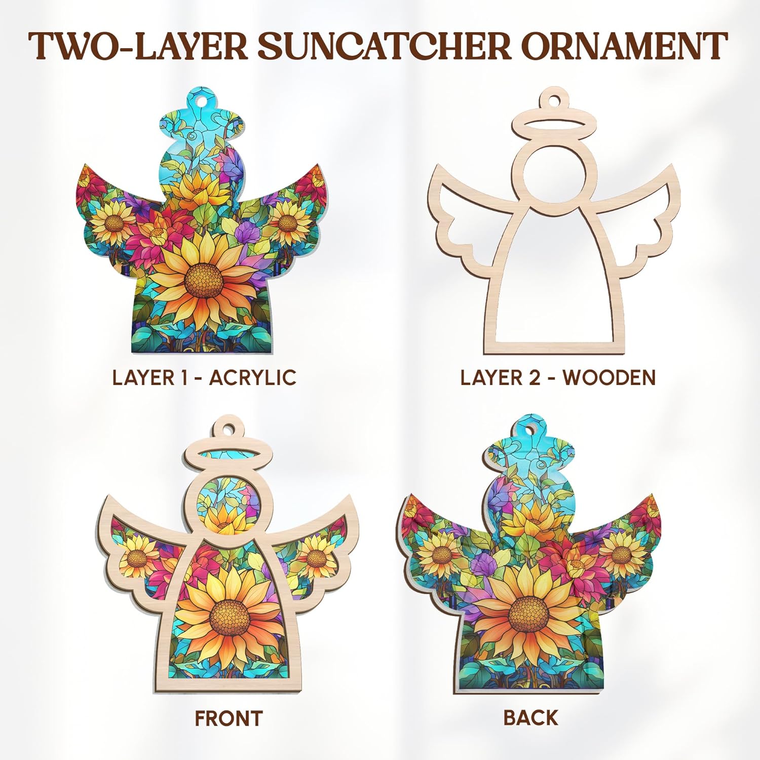 Guardian Angel Suncatcher Sympathy Ornament with Card