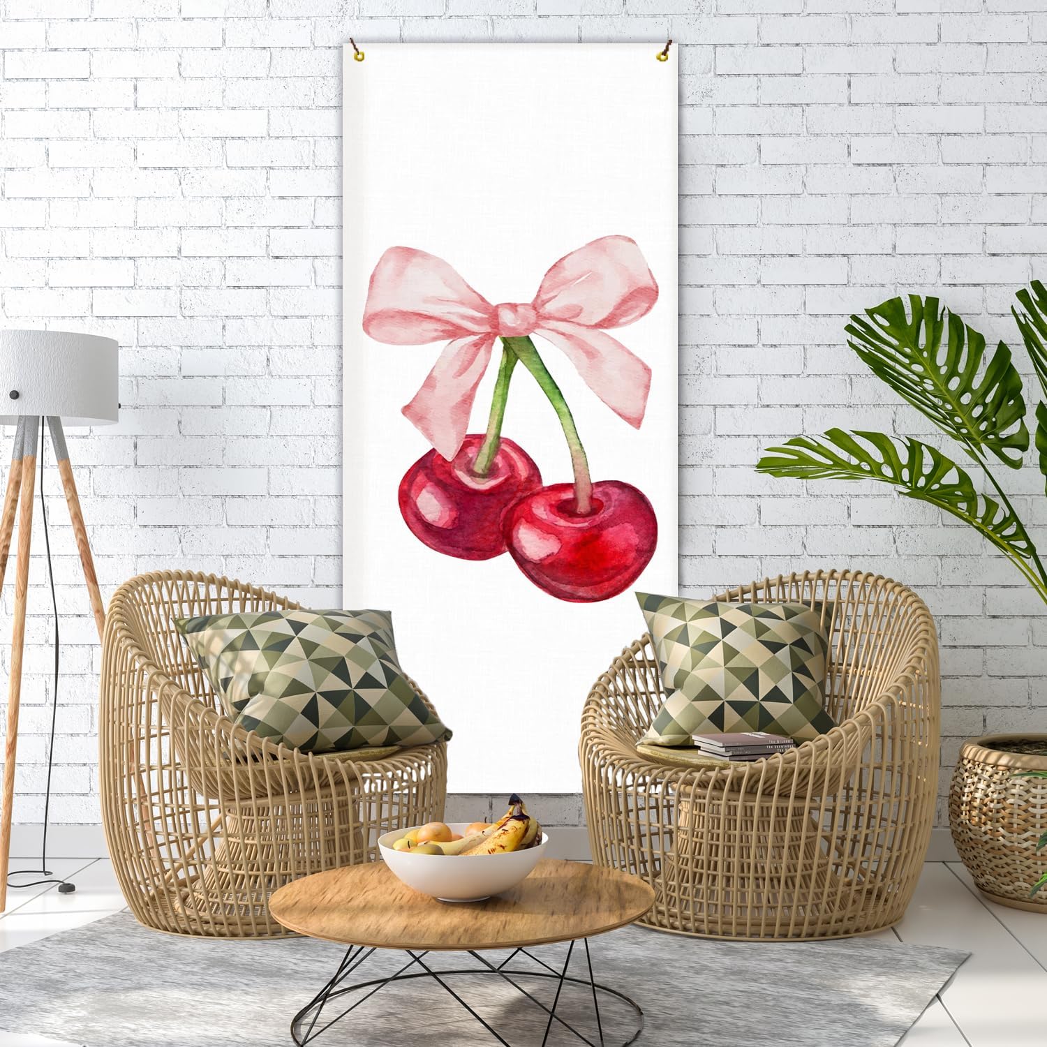Coquette Pink Bow Cherry Door Cover Decorations 35x79 Inch