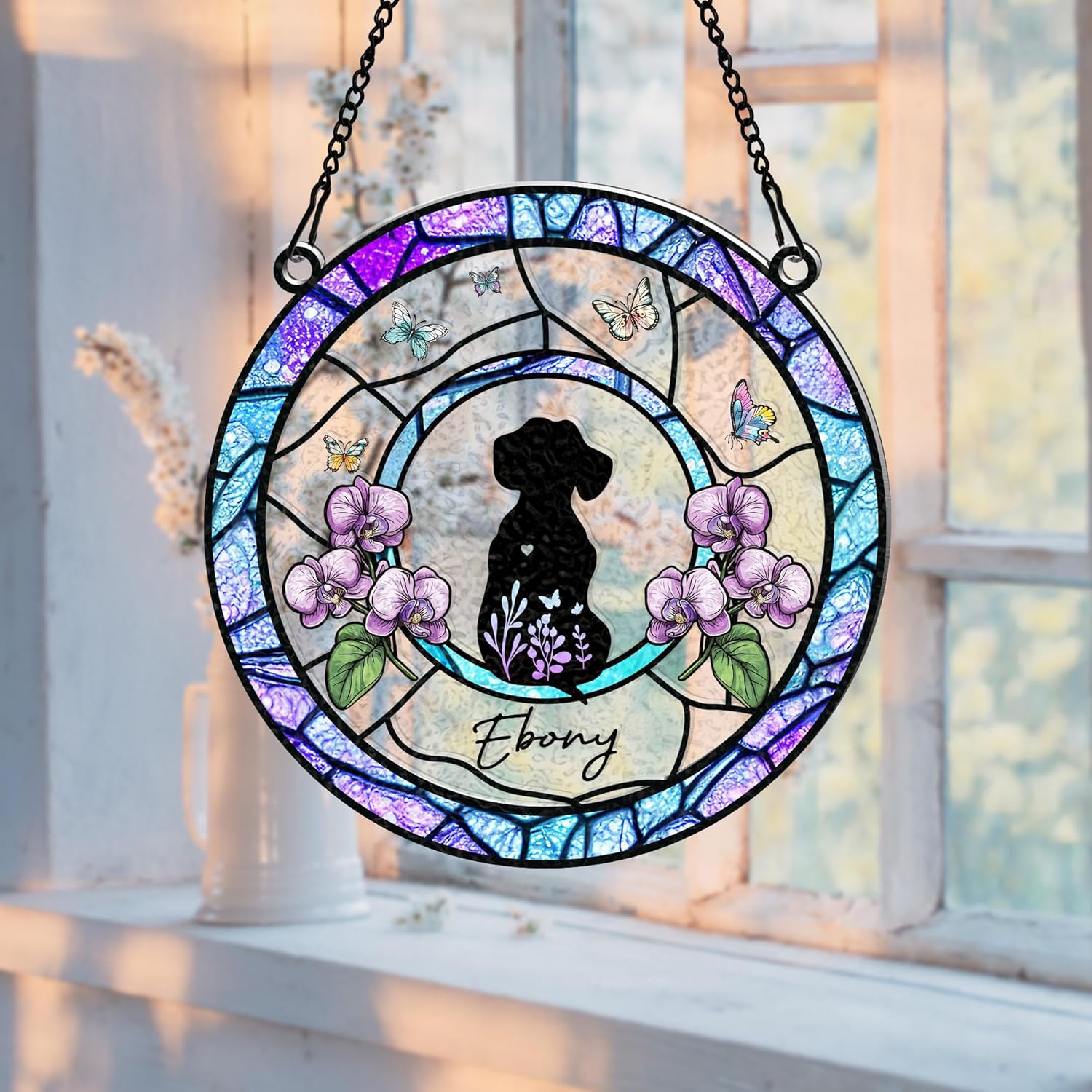 Personalized Dog Memorial Suncatcher Custom Pet Loss Gift with Name