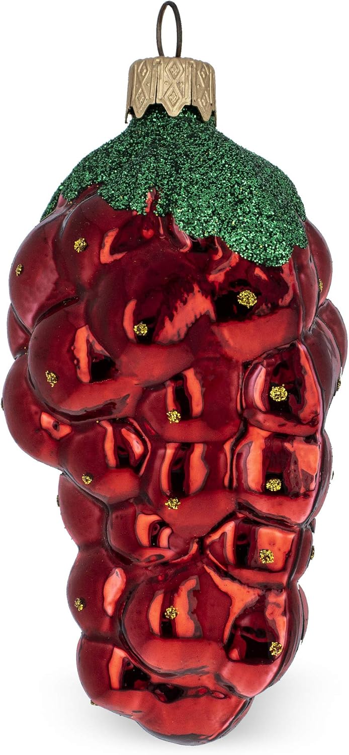 Shiny Grape Cluster Glass Christmas Ornament