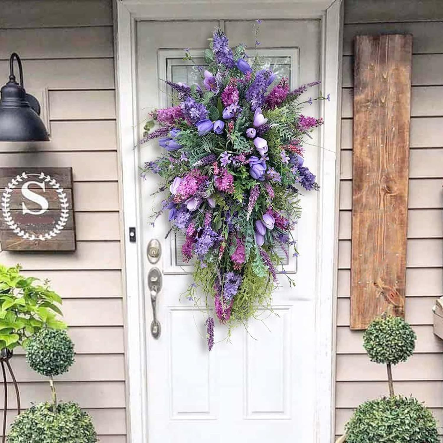 Tulip Teardrop Wreath for Front Door Spring Decor