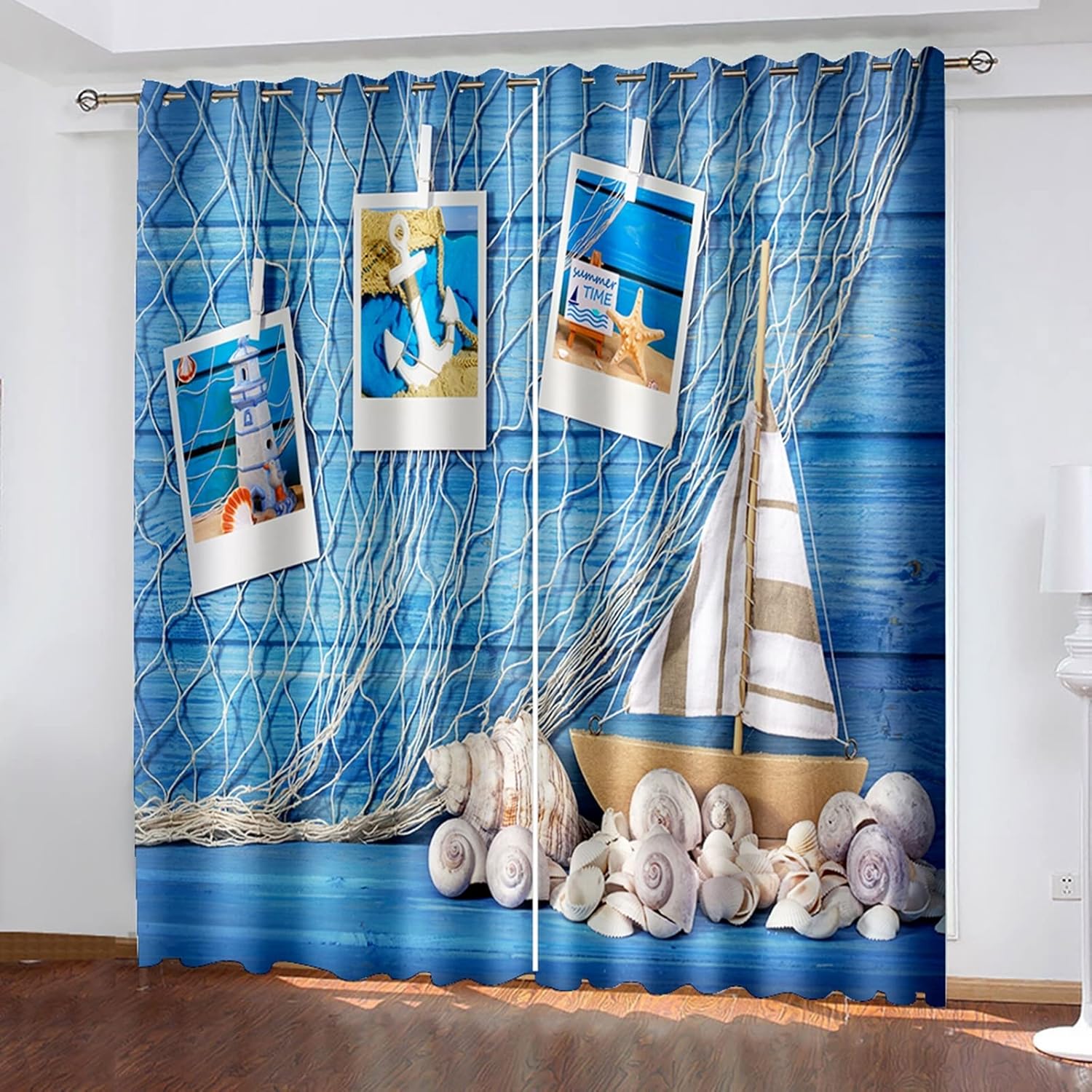 Blue Grommet Curtains 84 Wx84 H Set of 2