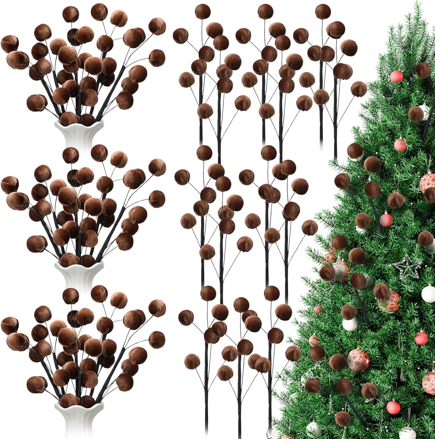 6 Pcs Velvet Christmas Tree Ornaments