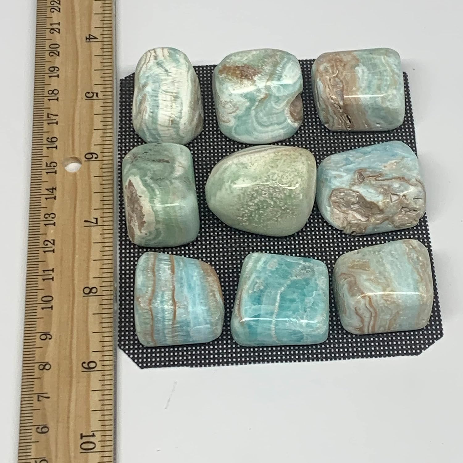 Natural Blue Aragonite Tumbled Stones 9pcs From Afghanistan