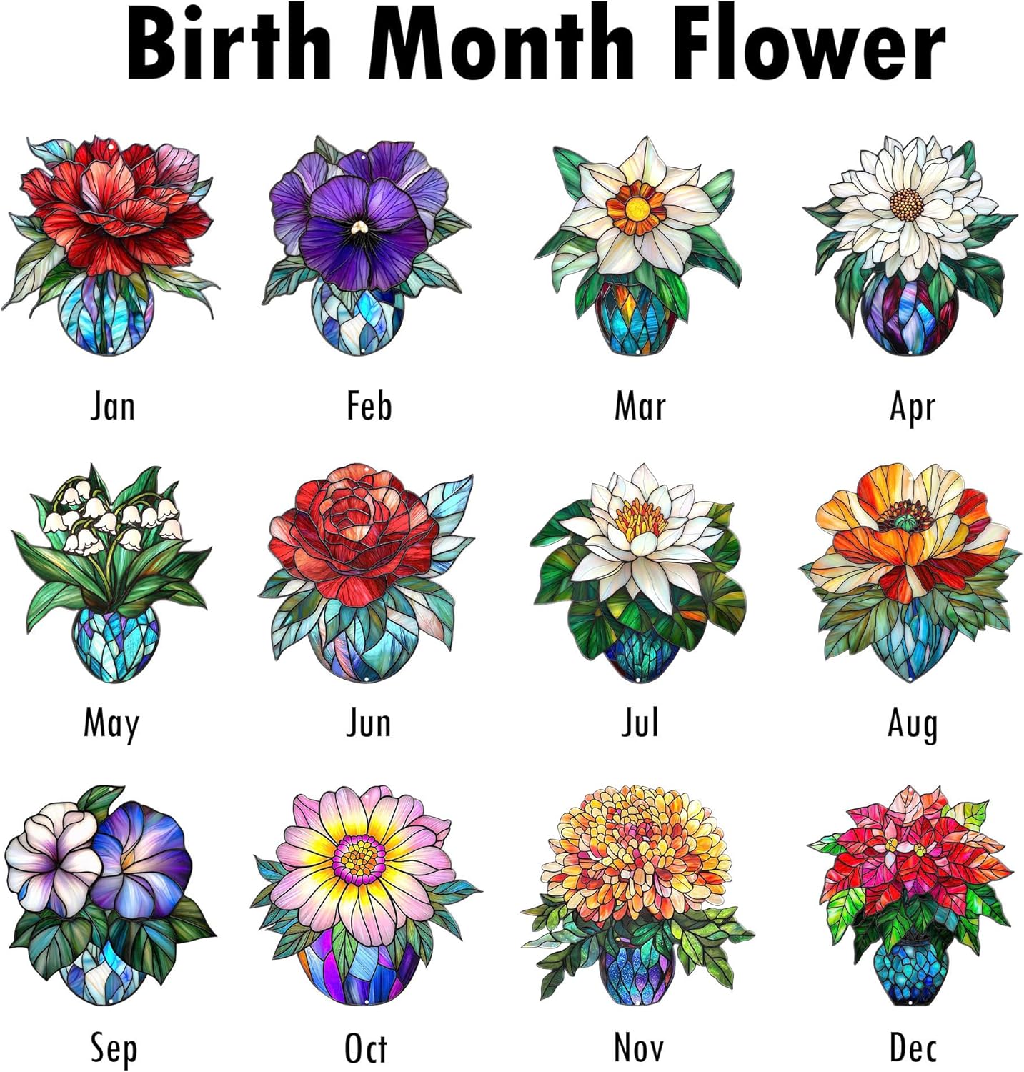 Poinsettia Flower Suncatcher - Birth Flower Gift for Women Mom Grandma