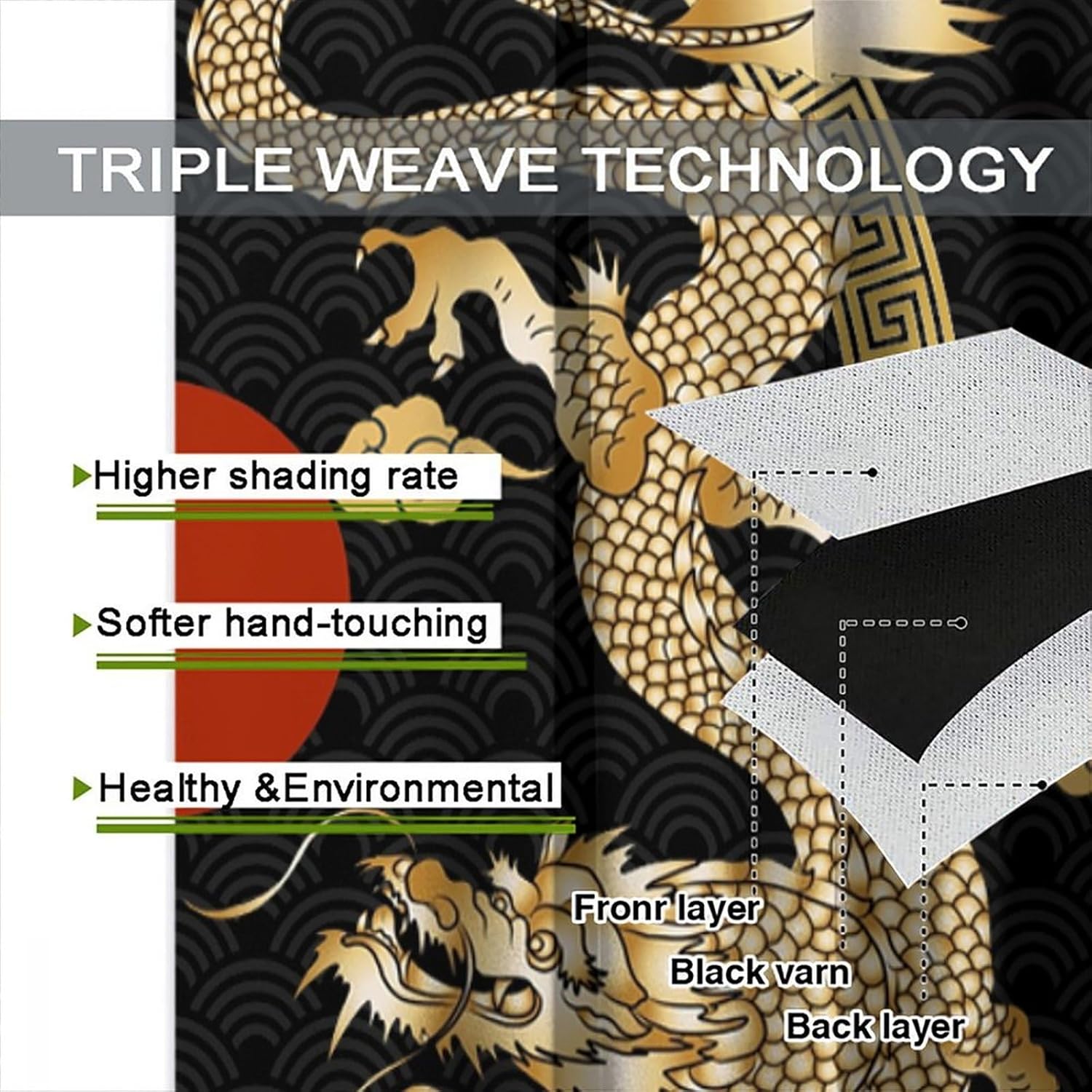 Asian Dragon Window Curtains Blackout Drapes 42x45in