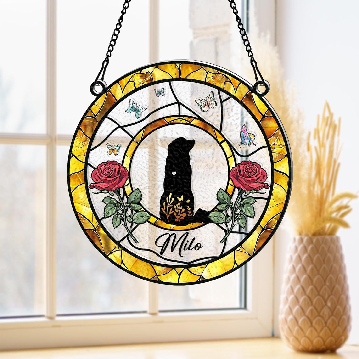 Personalized Dog Memorial Suncatcher Custom Pet Loss Gift with Name