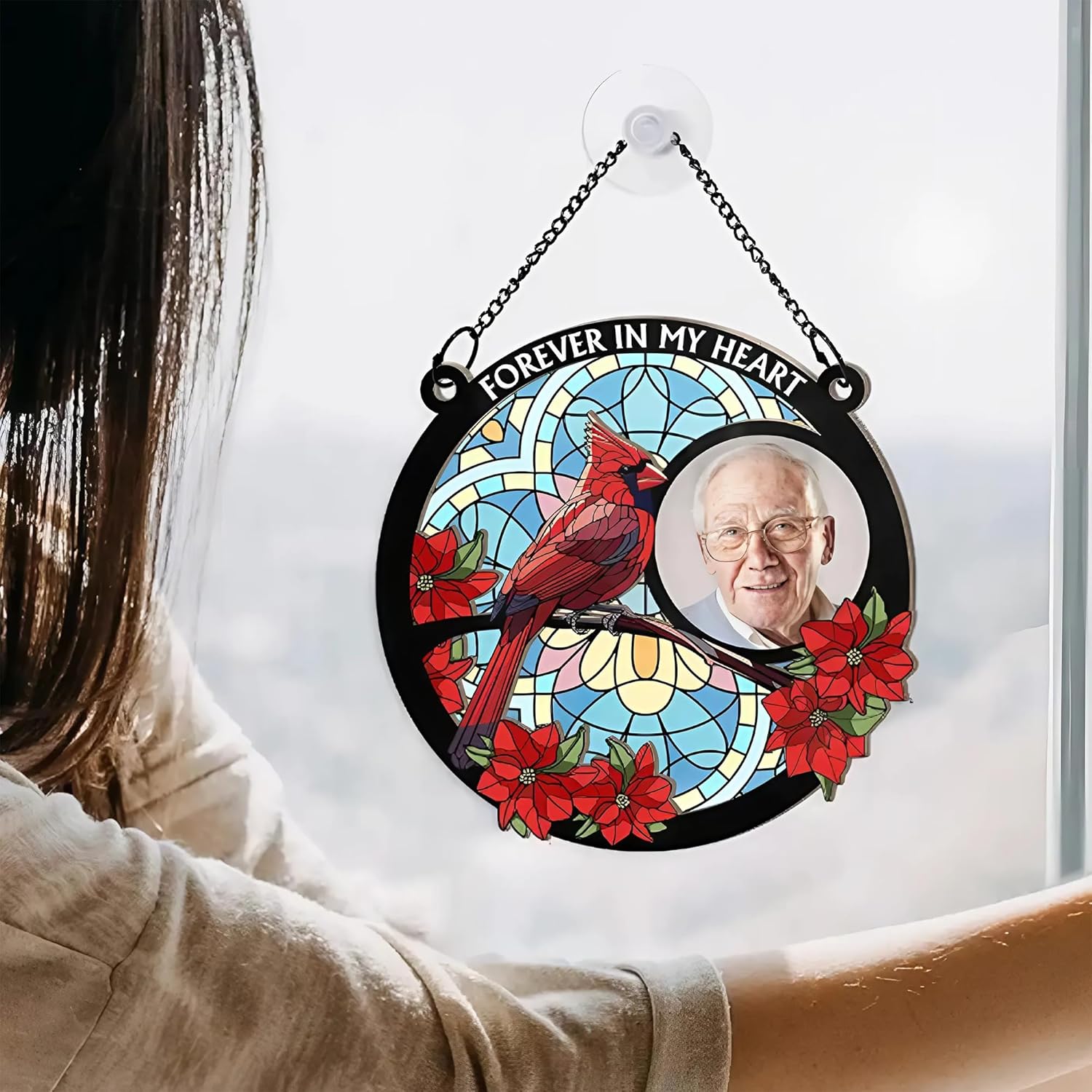 Personalized Photo Suncatcher Ornament Custom Memorial Window Hanging Decor