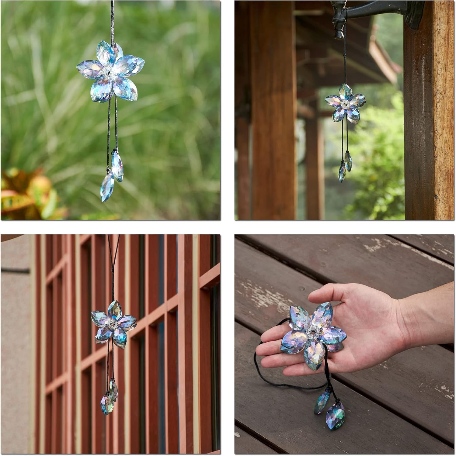 Crystal Flower Rear View Mirror Pendant Car Hanging Ornament Lucky Accessory