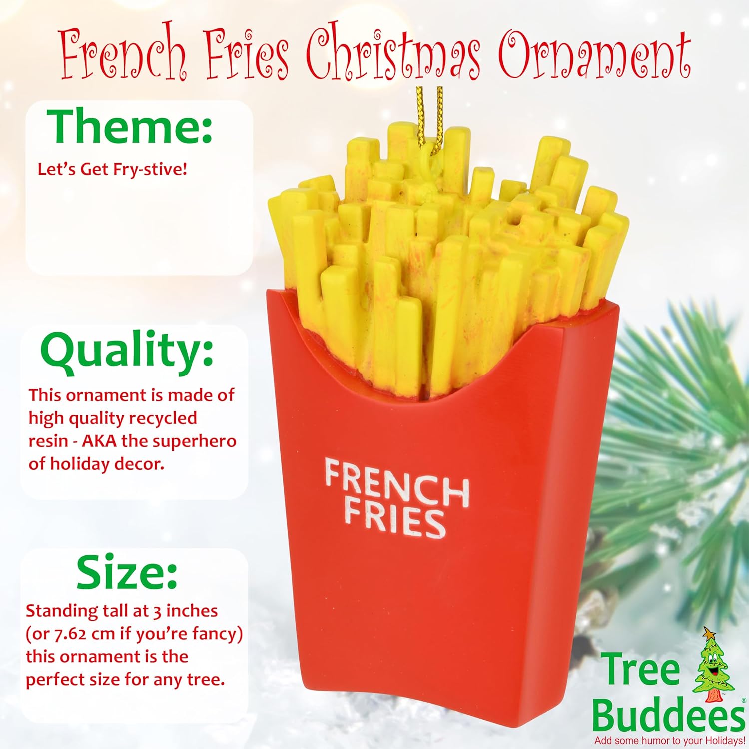 Tree Buddees Funny French Fries Christmas Ornaments