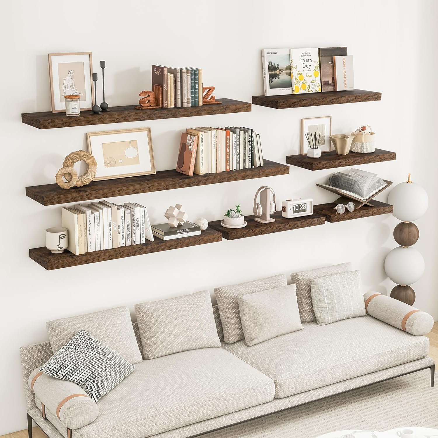 RICHFOCUS 315 Inch Floating Shelves 2 Pack Rustic Brown