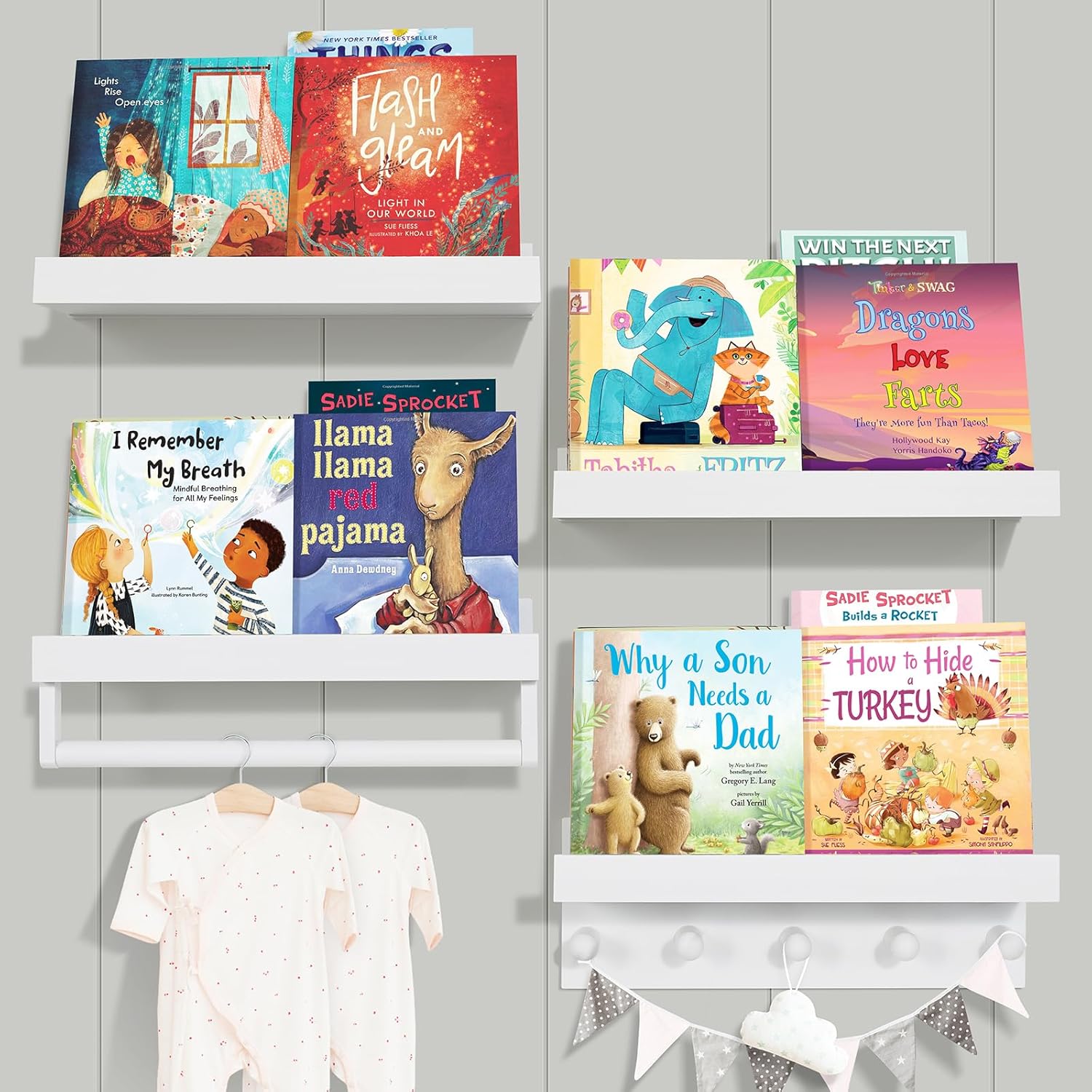 Ollieroo Set of Four Floating Book Shelves White