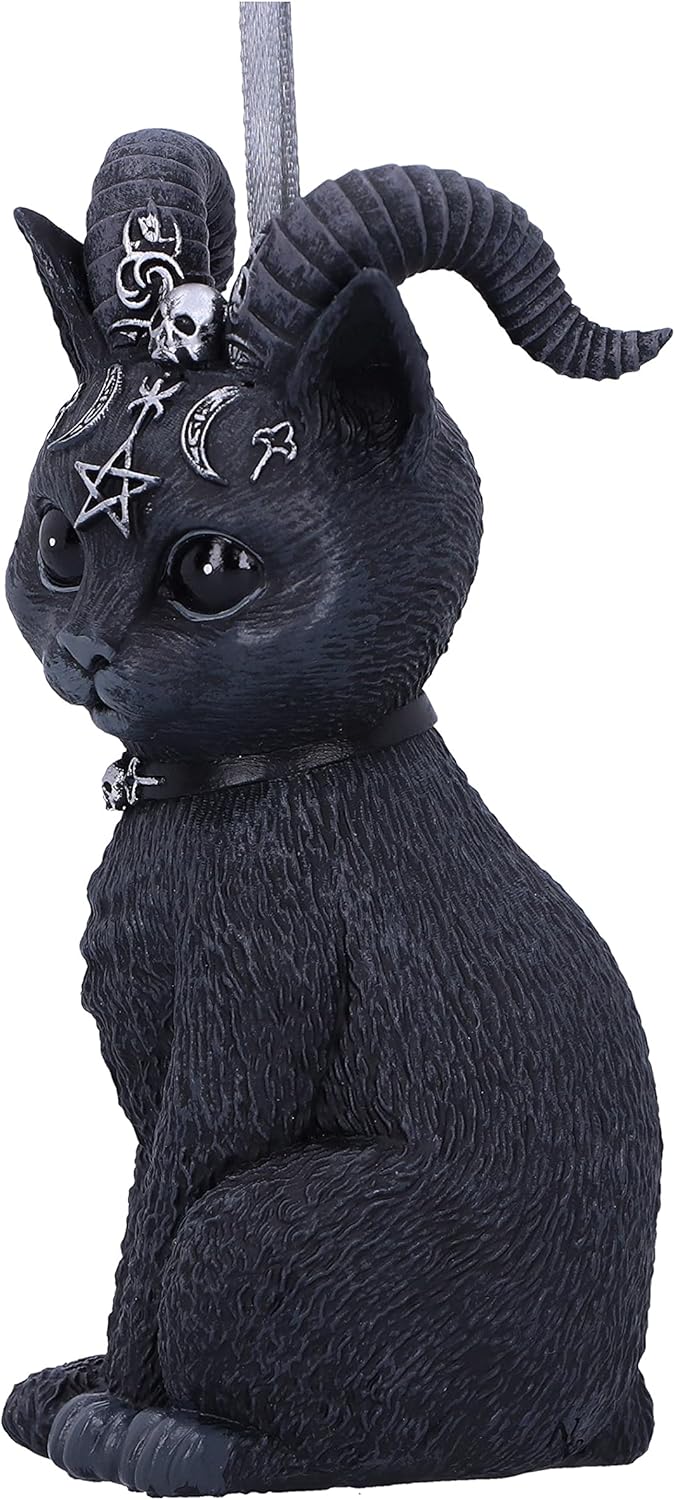 Nemesis Now Horned Cat Hanging Ornament 10cm Black Resin