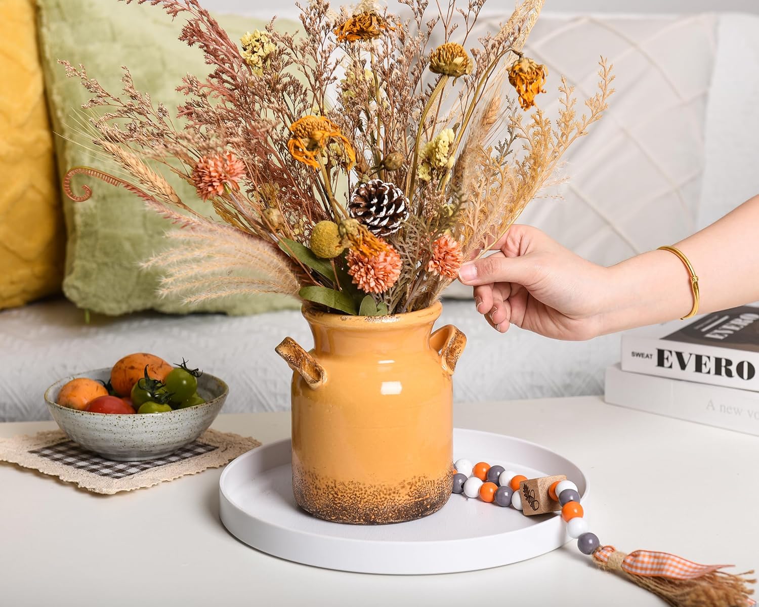 Quoowiit Ceramic Rustic Farmhouse Vase